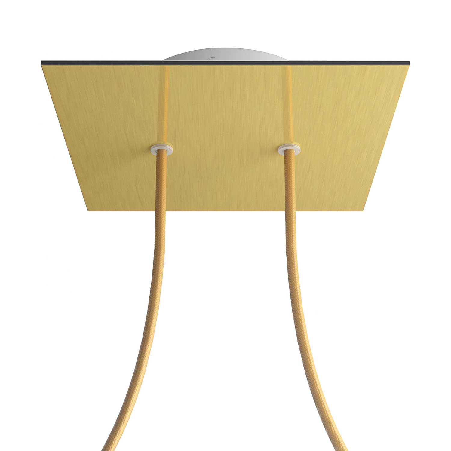 Rosone Rose - One quadrato, 200 mm con 2 fori e 4 fori laterali - Dibond Ottone satinato - Creative Cables