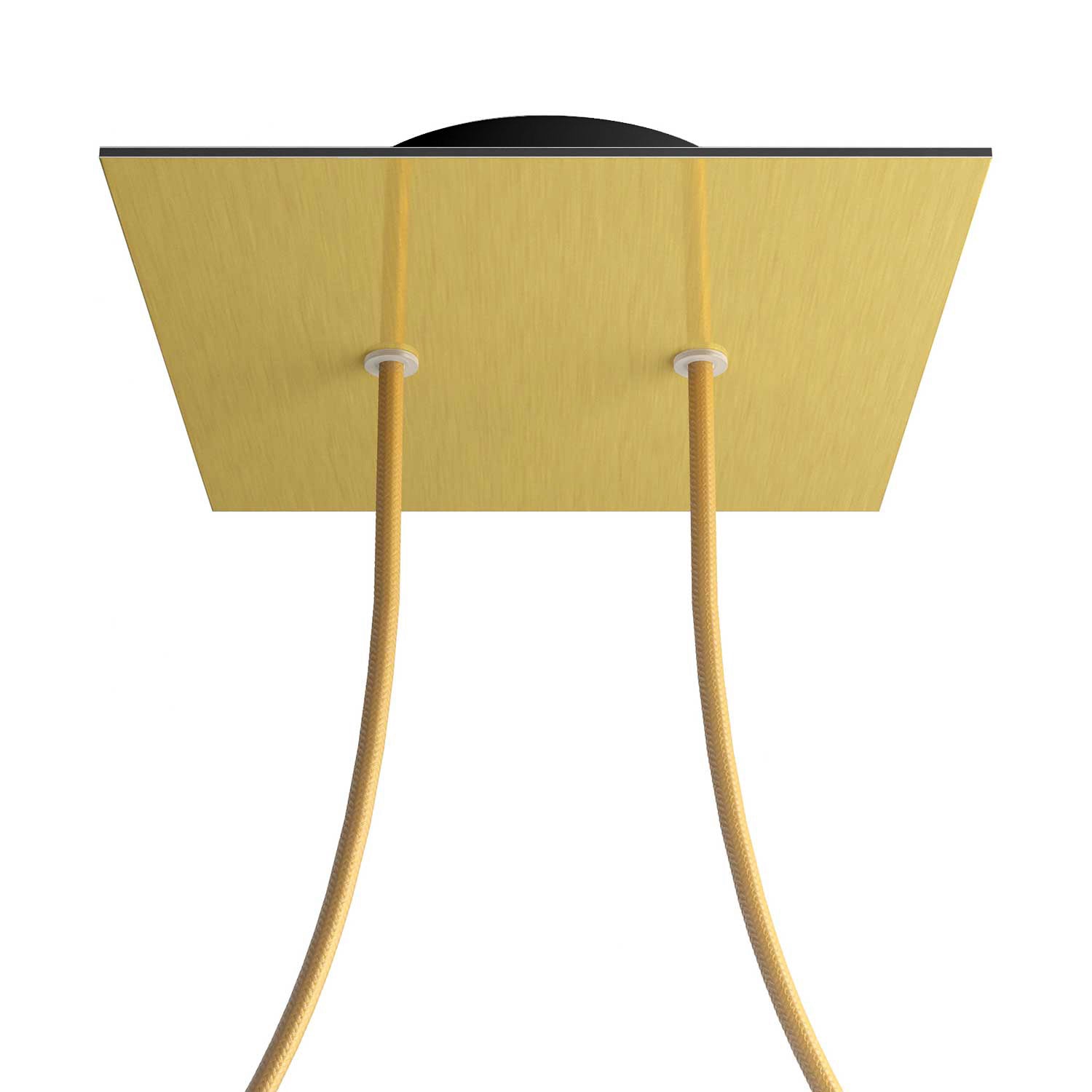 Rosone Rose - One quadrato, 200 mm con 2 fori e 4 fori laterali - Dibond Ottone satinato - Creative Cables