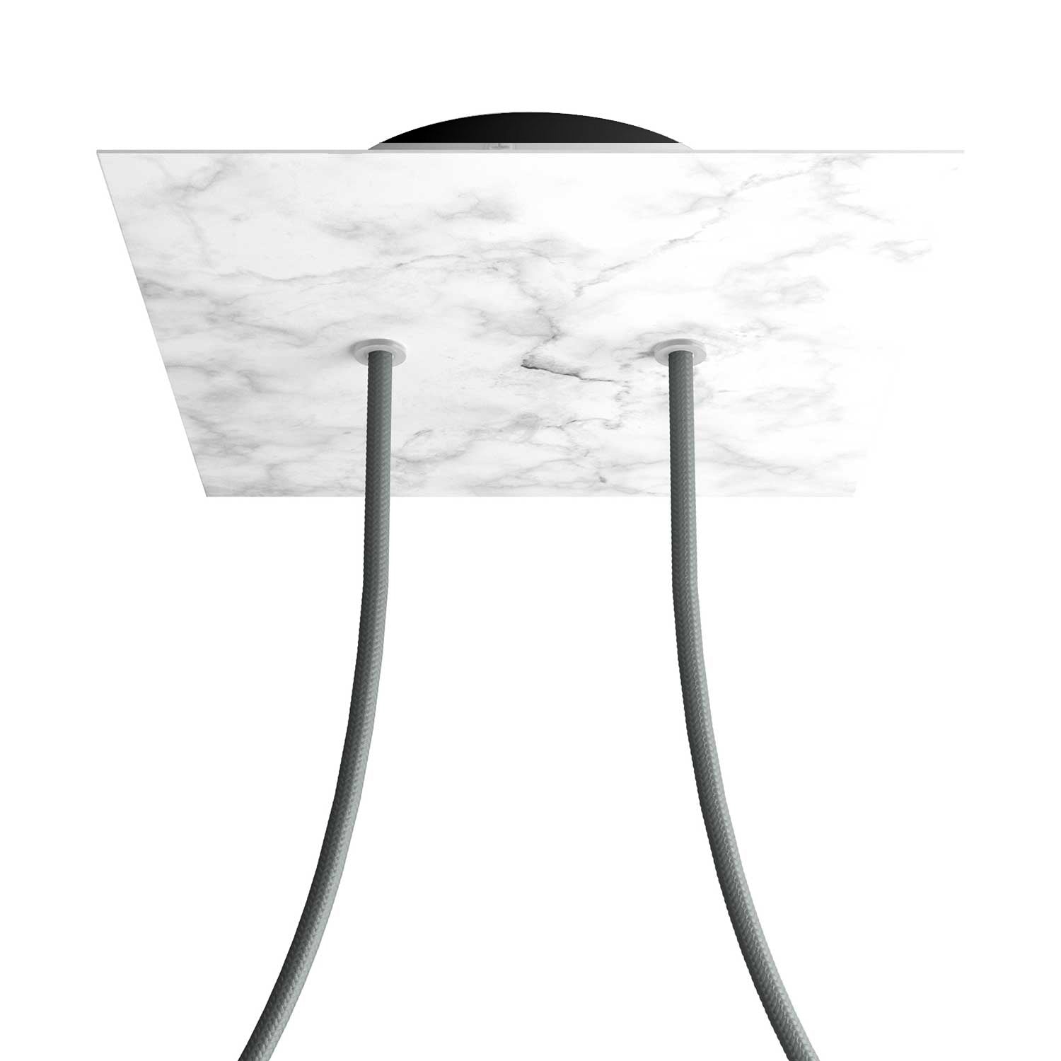 Rosone Rose - One quadrato, 200 mm con 2 fori e 4 fori laterali - Marmo Carrara - Creative Cables