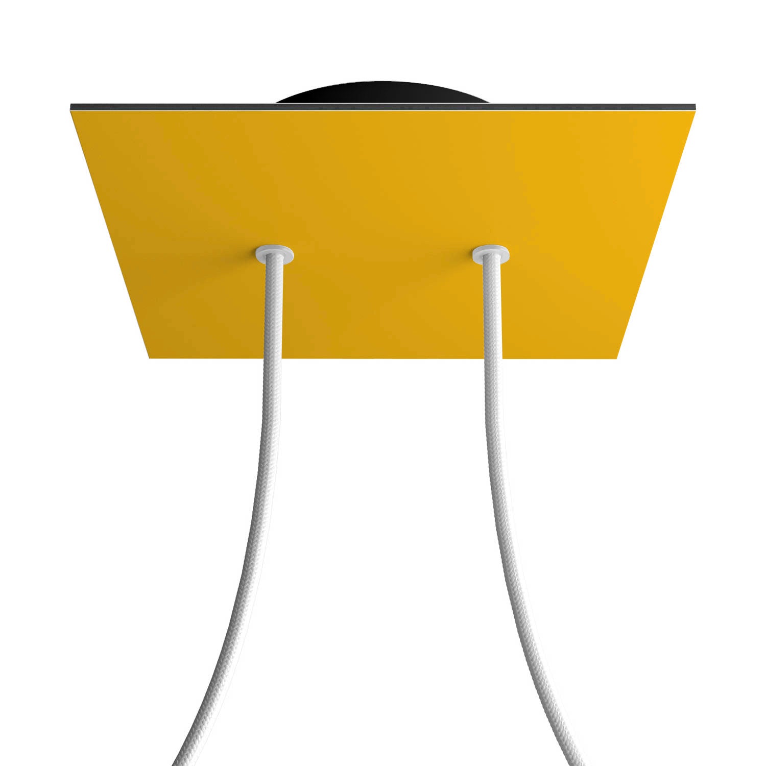 Rosone Rose - One quadrato, 200 mm con 2 fori e 4 fori laterali - Mostarda - Creative Cables