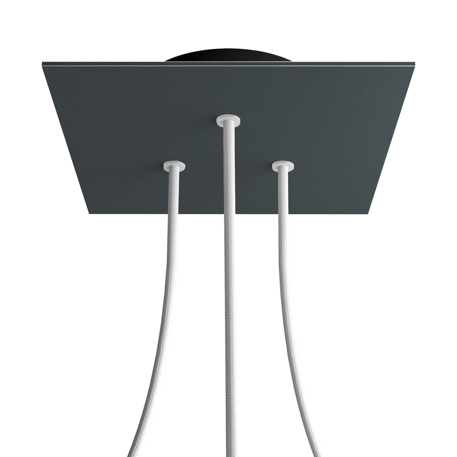 Rosone Rose - One quadrato, 200 mm con 3 fori e 4 fori laterali - Antracite - Creative Cables