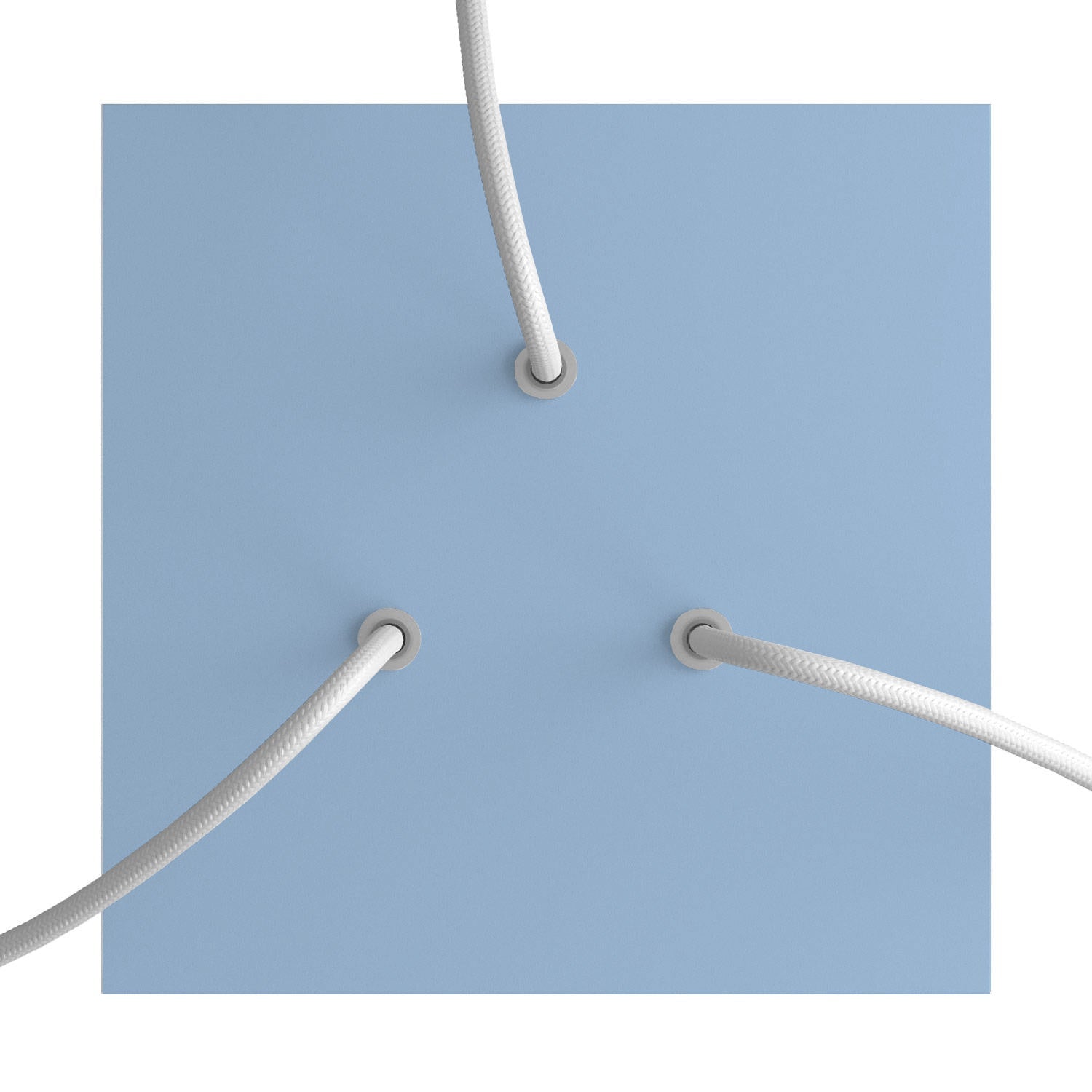 Rosone Rose - One quadrato, 200 mm con 3 fori e 4 fori laterali - Blu carta da zucchero - Creative Cables