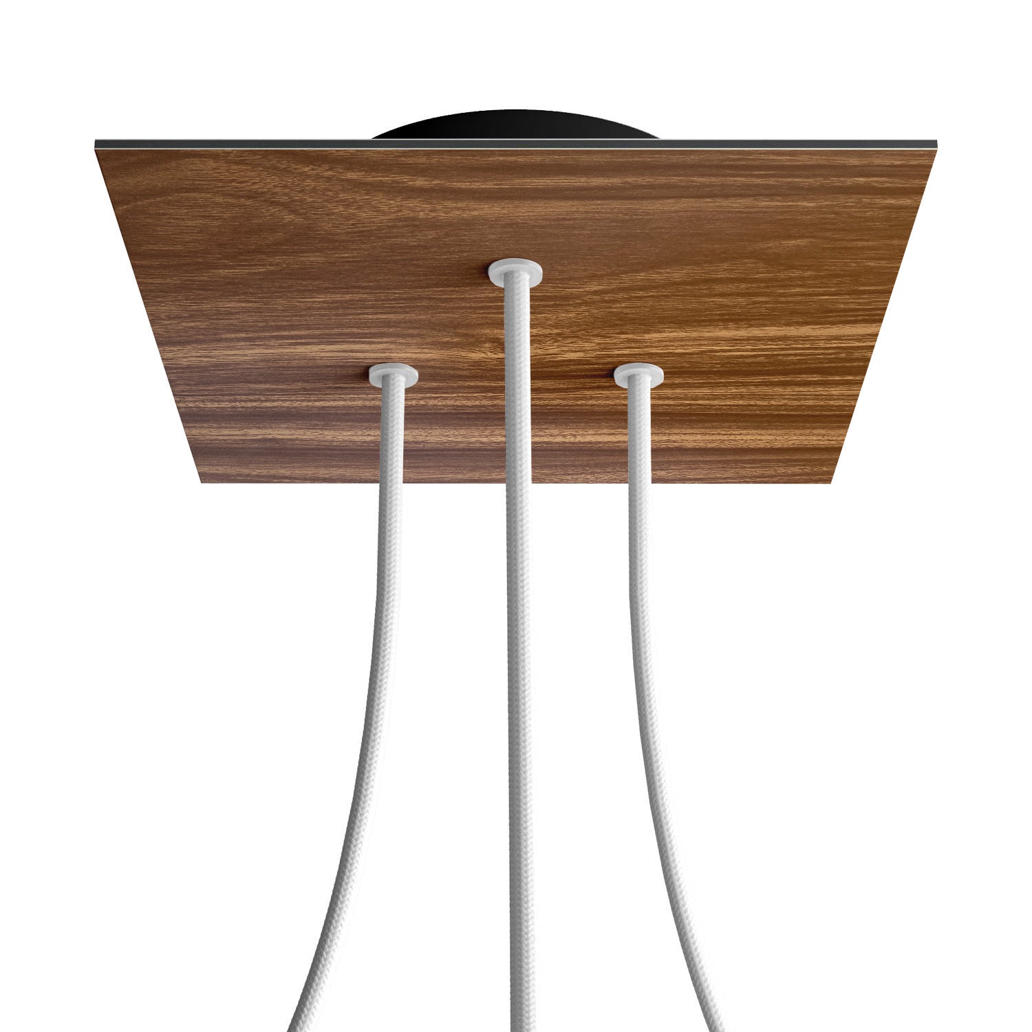 Rosone Rose - One quadrato, 200 mm con 3 fori e 4 fori laterali - Legno - Creative Cables