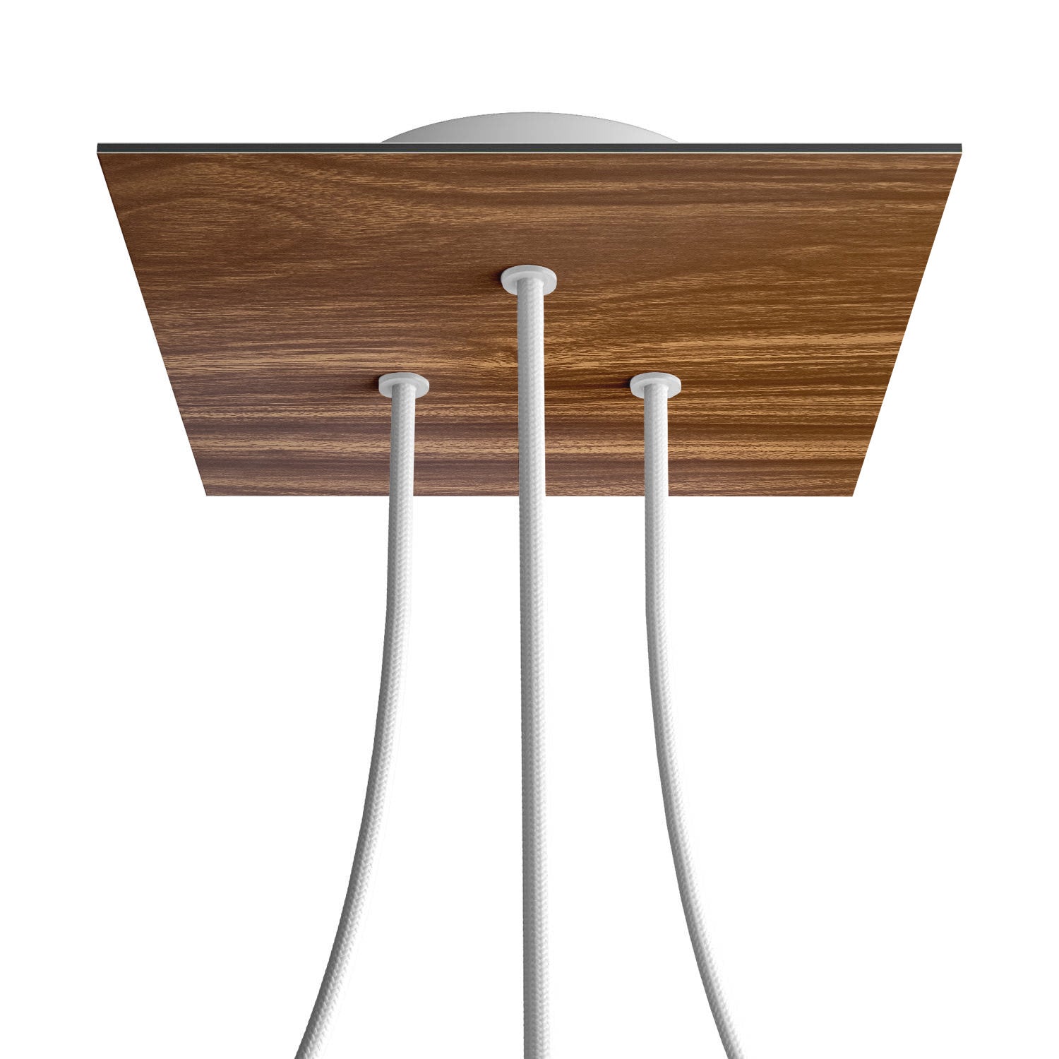 Rosone Rose - One quadrato, 200 mm con 3 fori e 4 fori laterali - Legno - Creative Cables