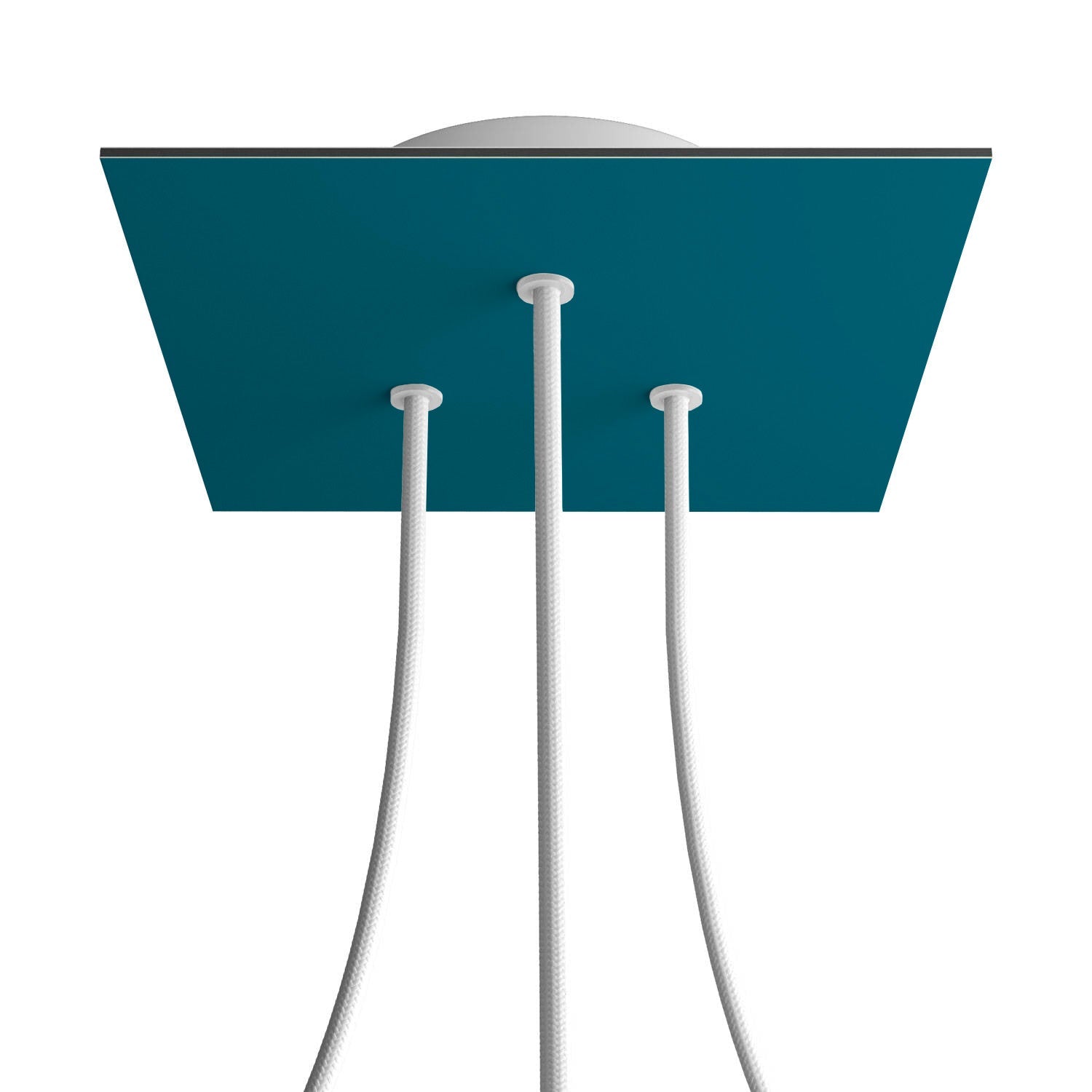 Rosone Rose - One quadrato, 200 mm con 3 fori e 4 fori laterali - Petrolio - Creative Cables