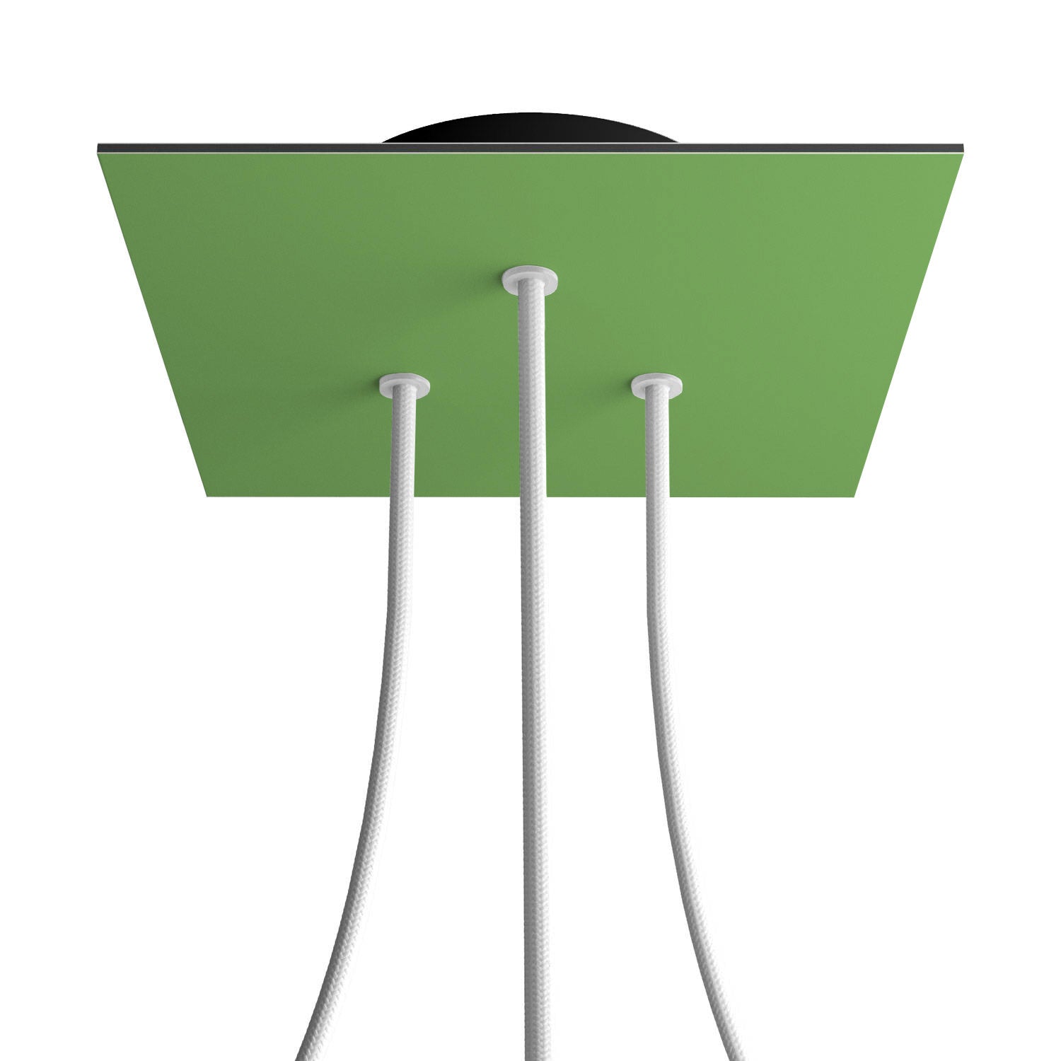 Rosone Rose - One quadrato, 200 mm con 3 fori e 4 fori laterali - Verde prato - Creative Cables