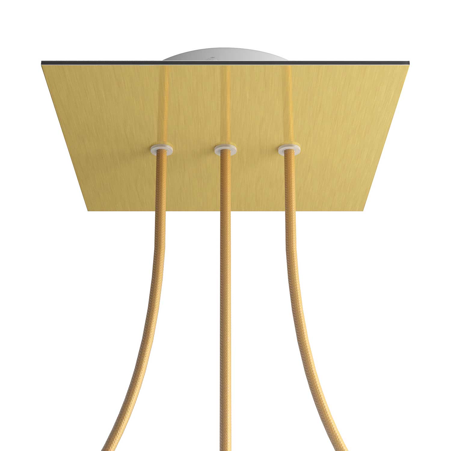 Rosone Rose - One quadrato, 200 mm con 3 fori in linea e 4 fori laterali - Dibond Ottone satinato - Creative Cables