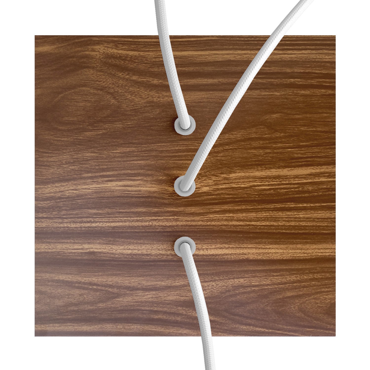 Rosone Rose-One quadrato, 200 mm con 3 fori in linea e 4 fori laterali - Legno Bianco