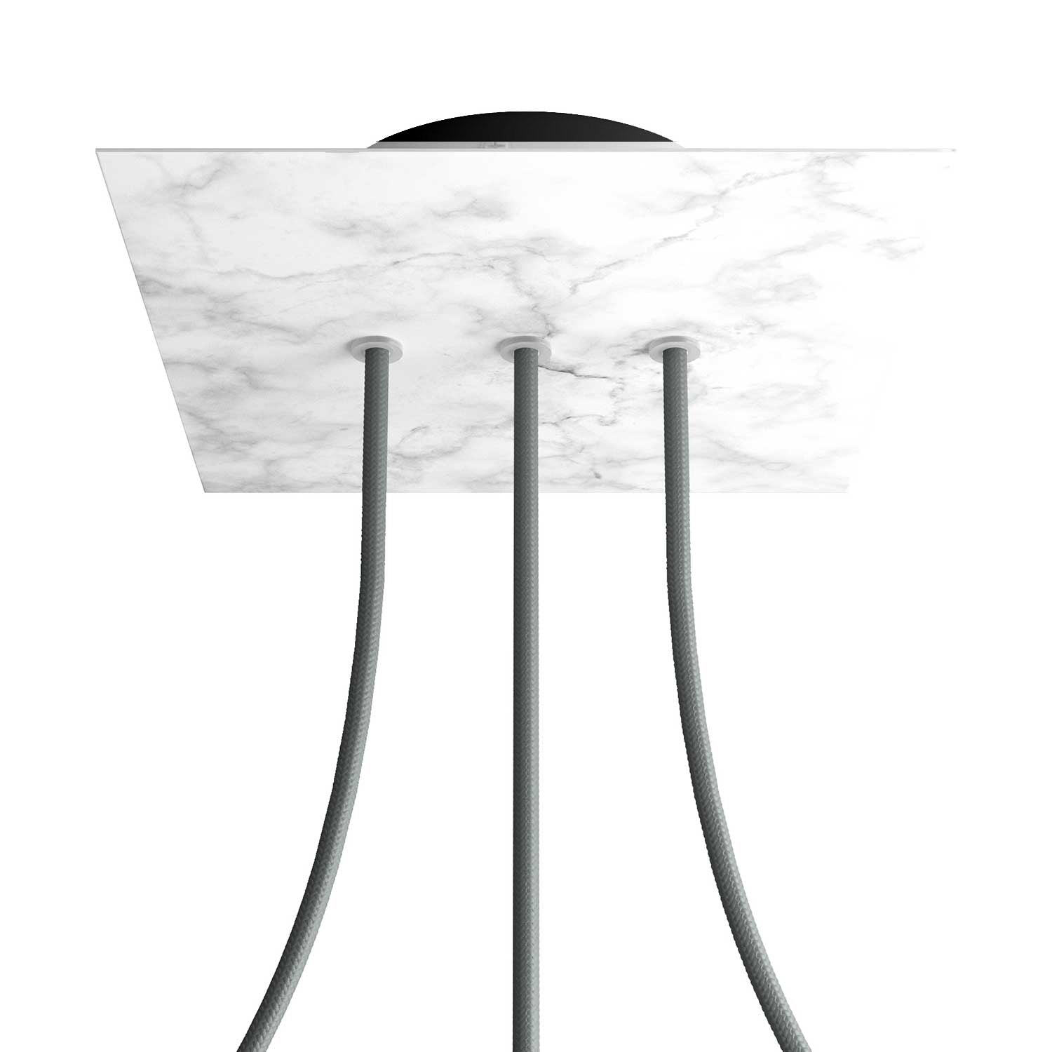 Rosone Rose-One quadrato, 200 mm con 3 fori in linea e 4 fori laterali - Marmo Carrara Nero