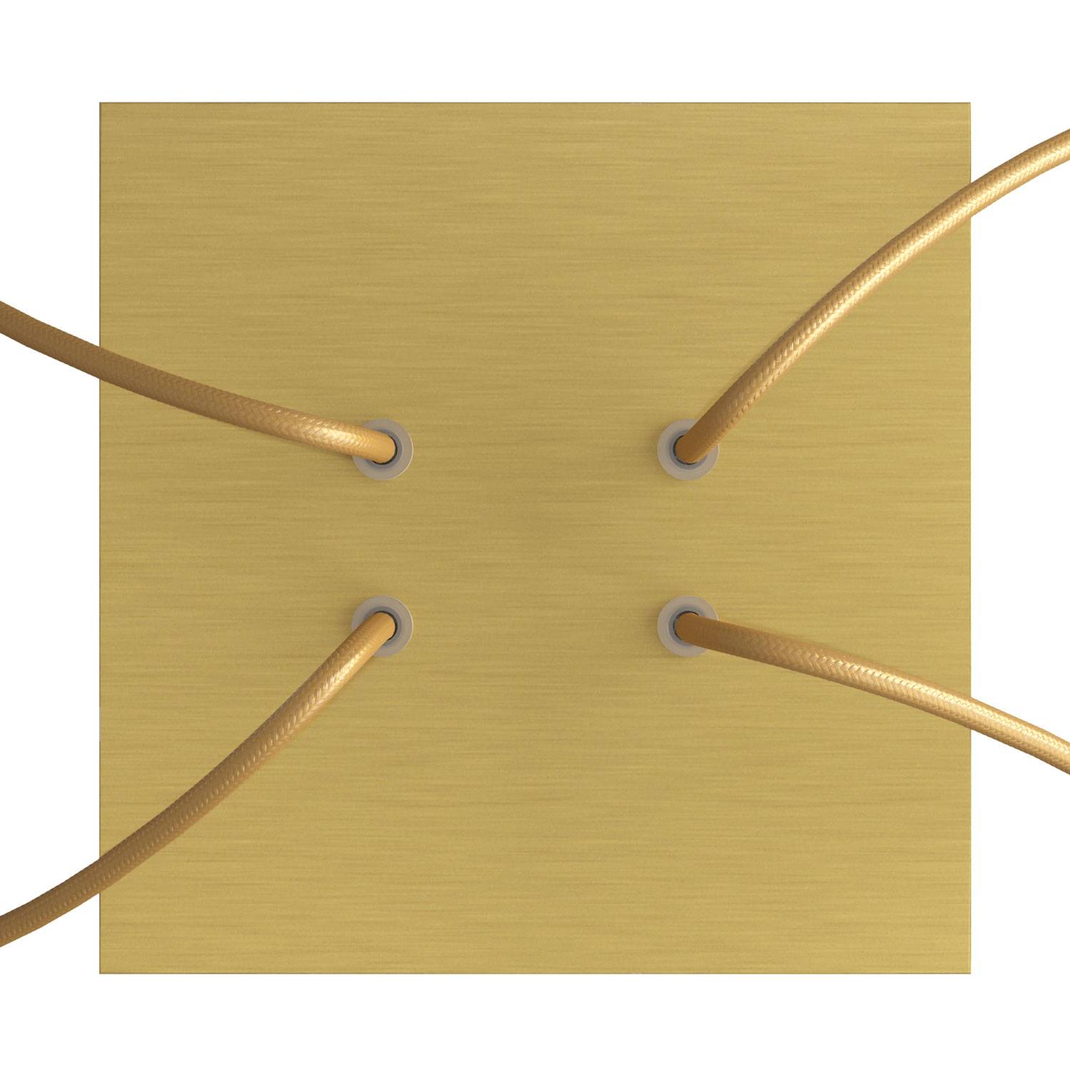 Rosone Rose-One quadrato, 200 mm con 4 fori e 4 fori laterali - Dibond Ottone satinato Bianco