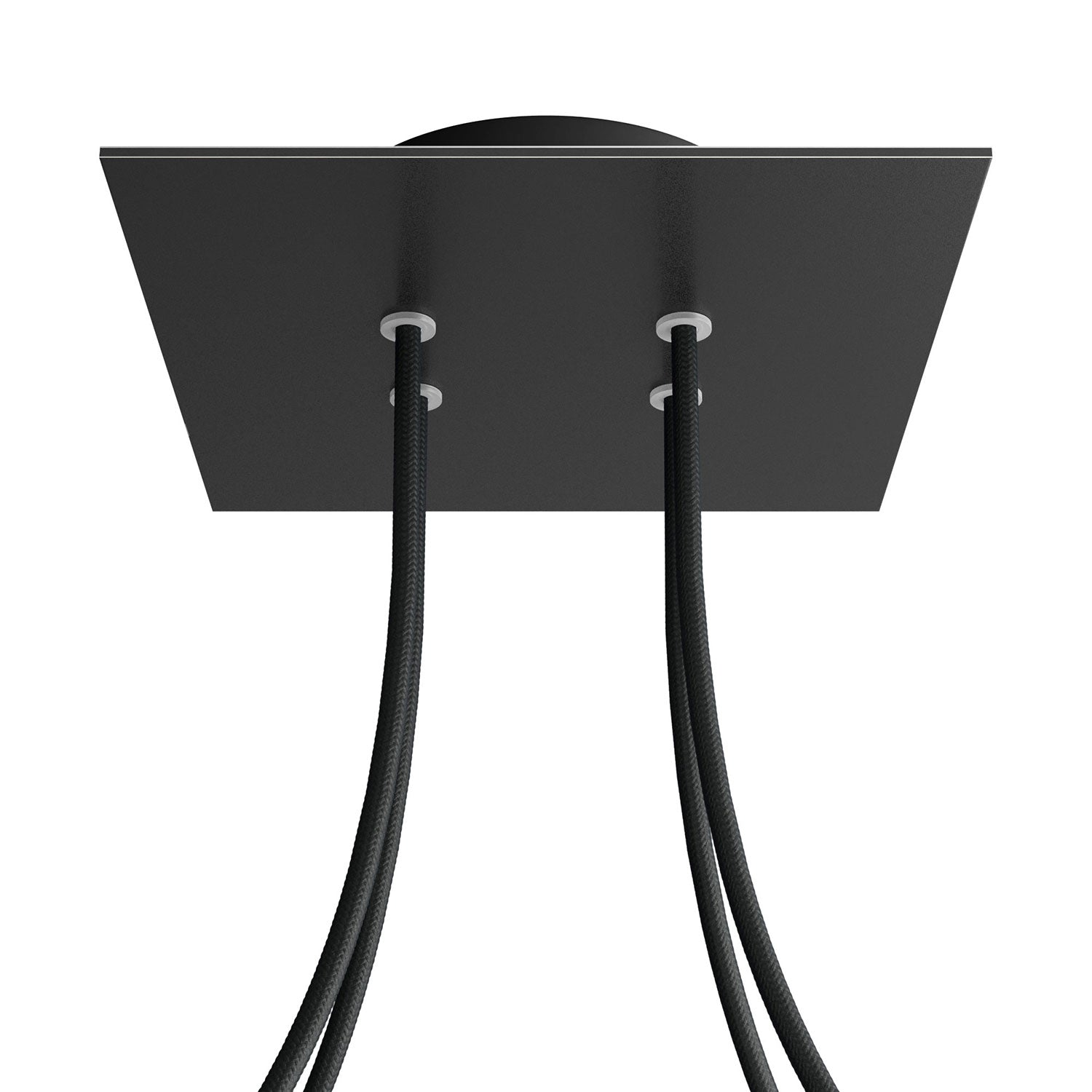 Rosone Rose - One quadrato, 200 mm con 4 fori e 4 fori laterali - Nero opaco - Creative Cables