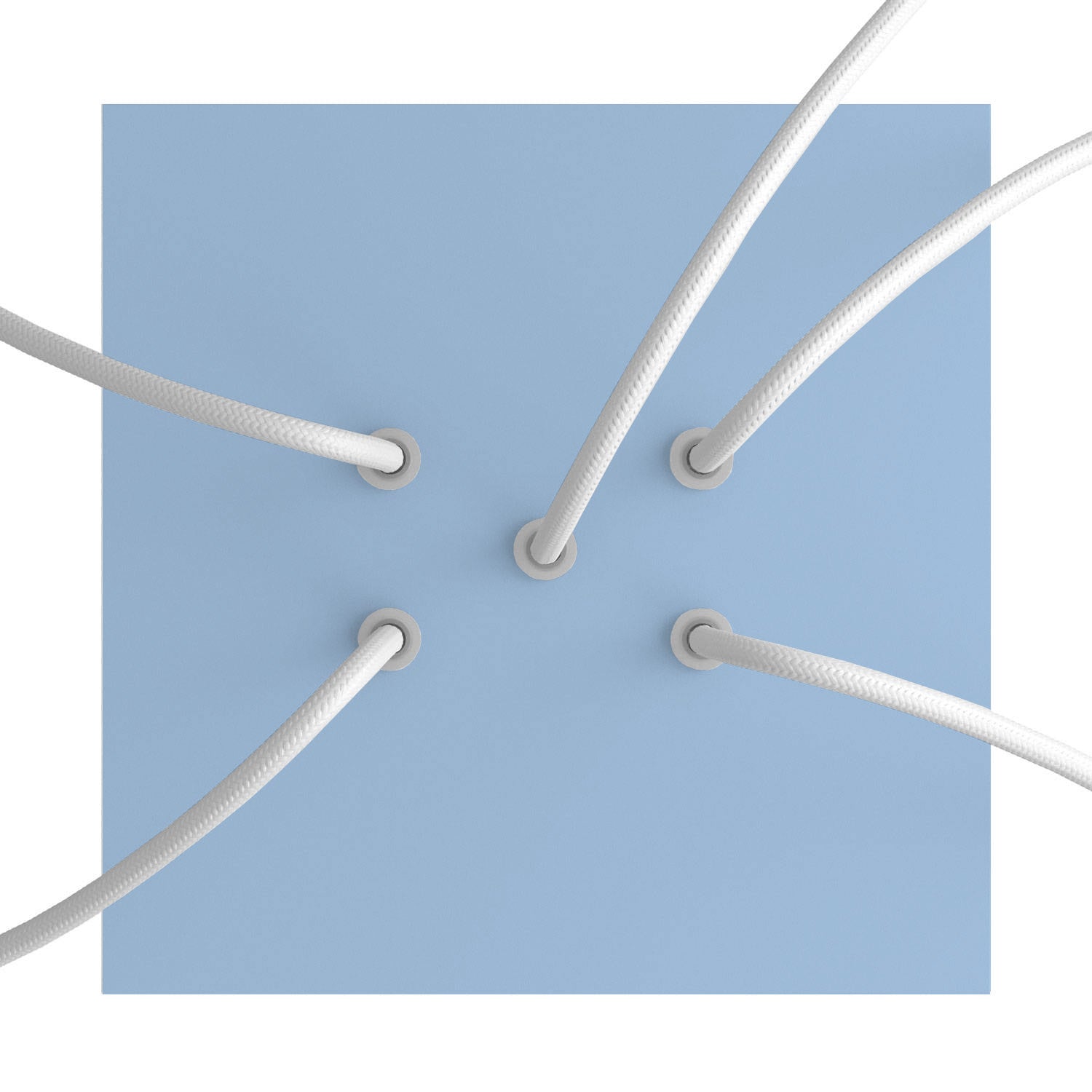 Rosone Rose - One quadrato, 200 mm con 5 fori e 4 fori laterali - Blu carta da zucchero - Creative Cables