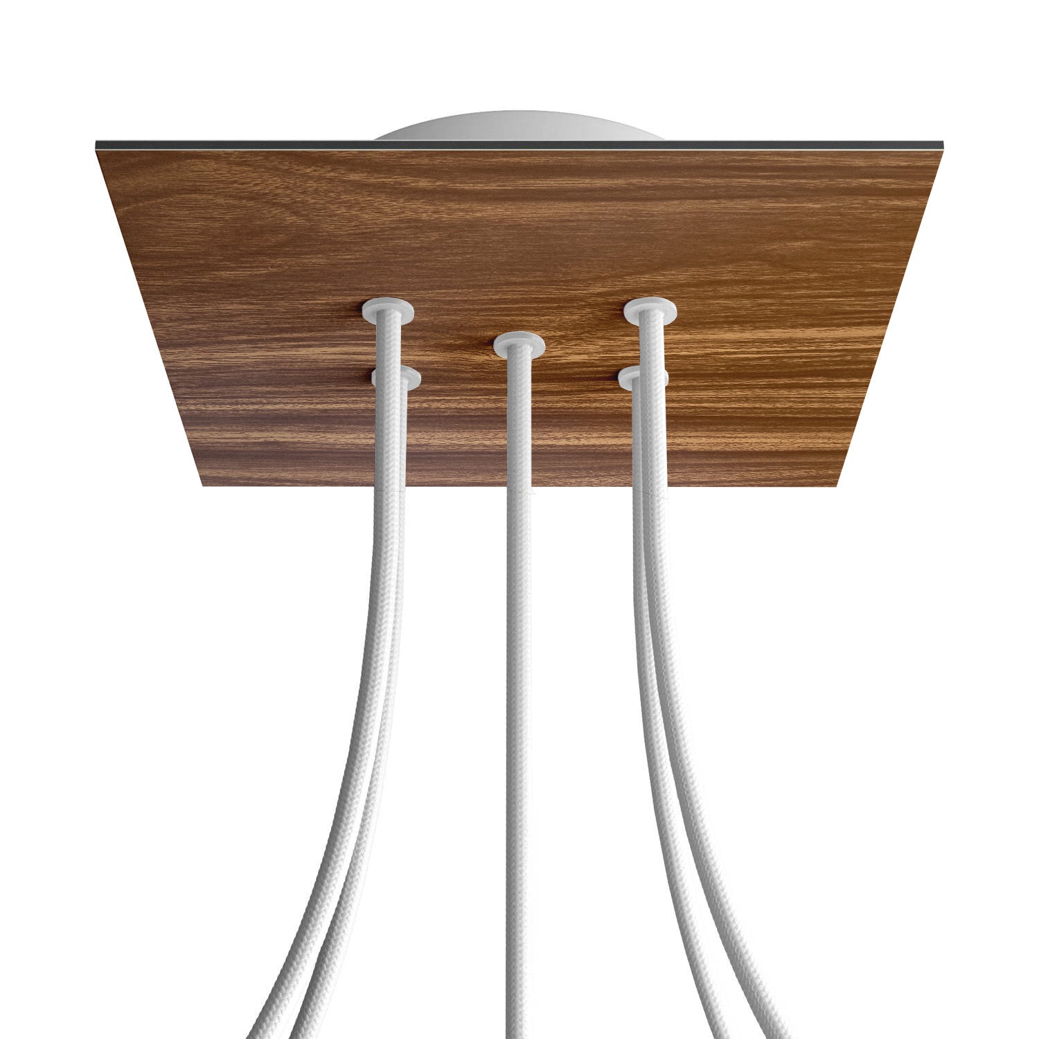 Rosone Rose - One quadrato, 200 mm con 5 fori e 4 fori laterali - Legno - Creative Cables