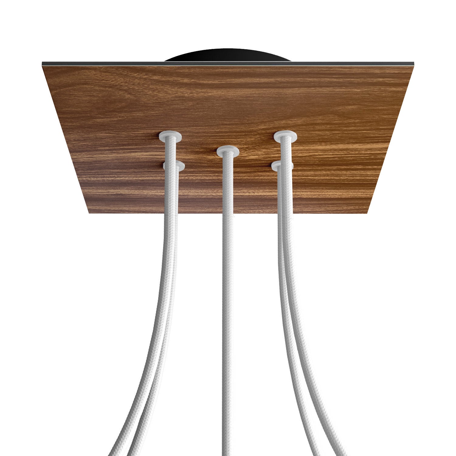 Rosone Rose - One quadrato, 200 mm con 5 fori e 4 fori laterali - Legno - Creative Cables