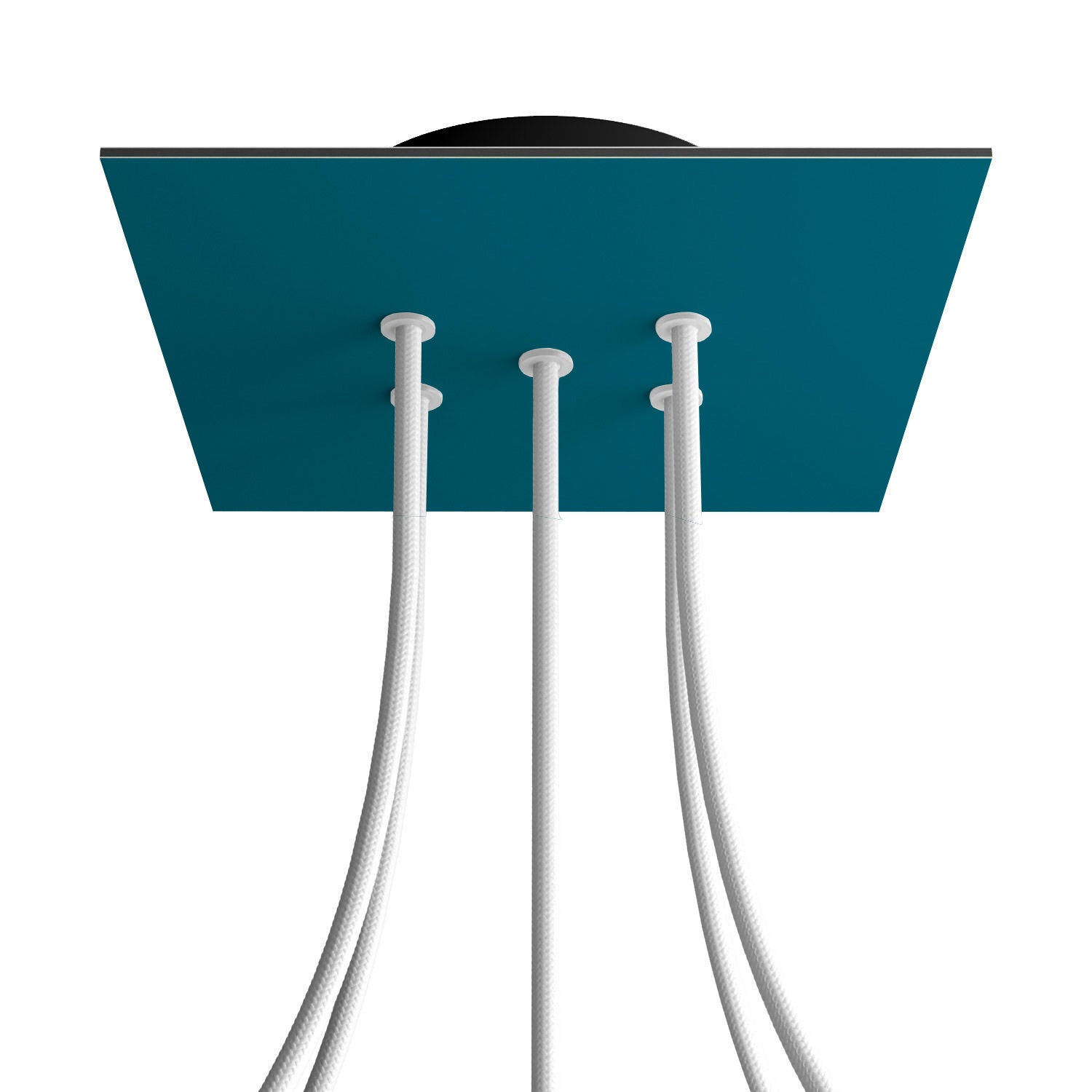 Rosone Rose - One quadrato, 200 mm con 5 fori e 4 fori laterali - Petrolio - Creative Cables