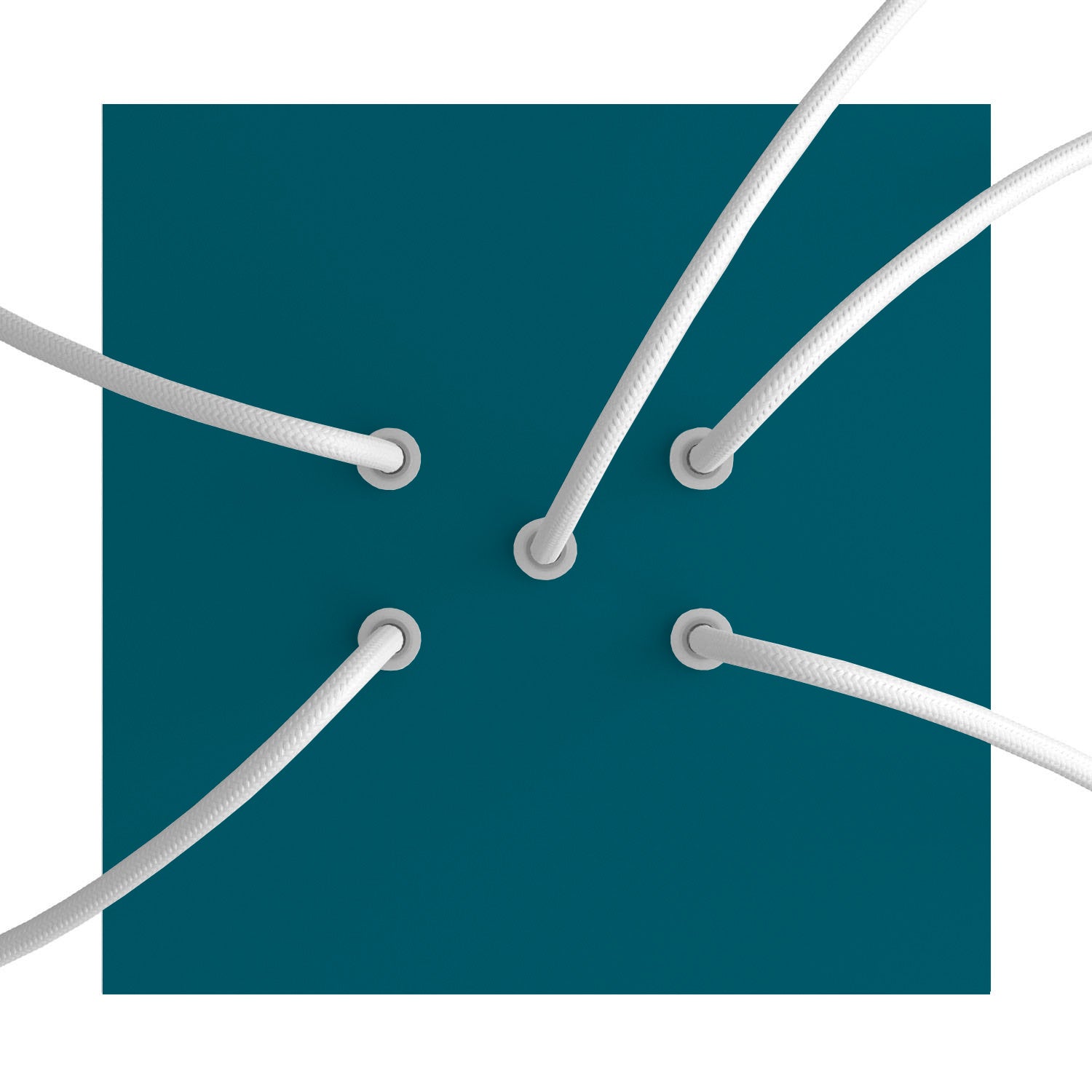 Rosone Rose - One quadrato, 200 mm con 5 fori e 4 fori laterali - Petrolio - Creative Cables