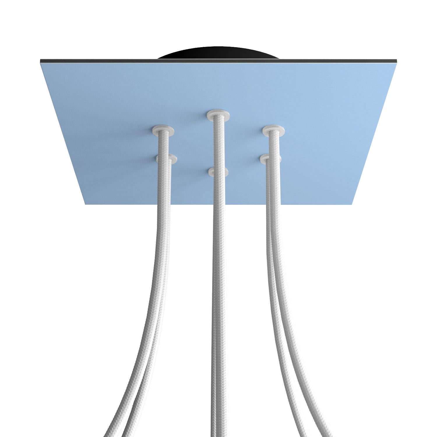 Rosone Rose - One quadrato, 200 mm con 6 fori e 4 fori laterali - Blu carta da zucchero - Creative Cables