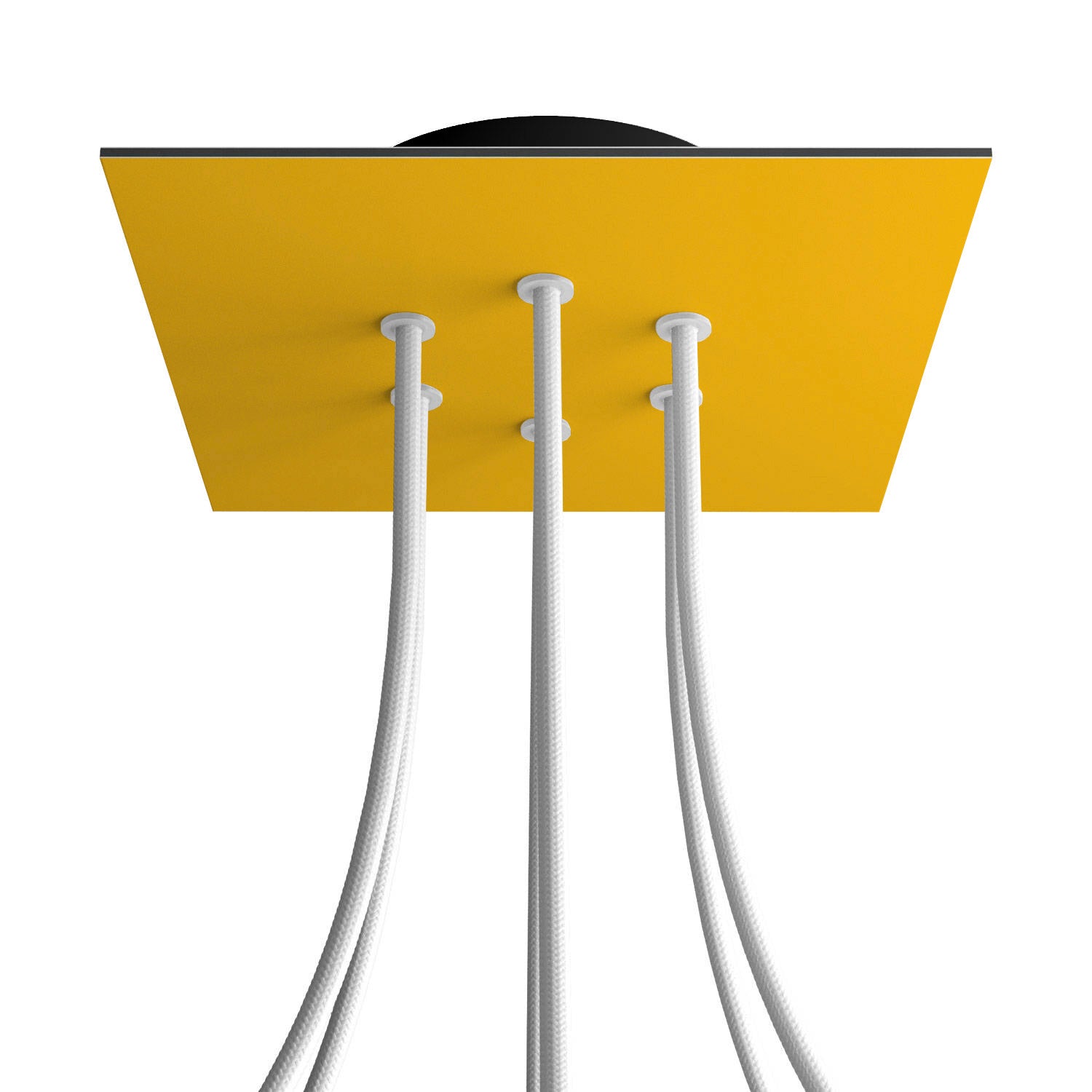 Rosone Rose - One quadrato, 200 mm con 6 fori e 4 fori laterali - Mostarda - Creative Cables