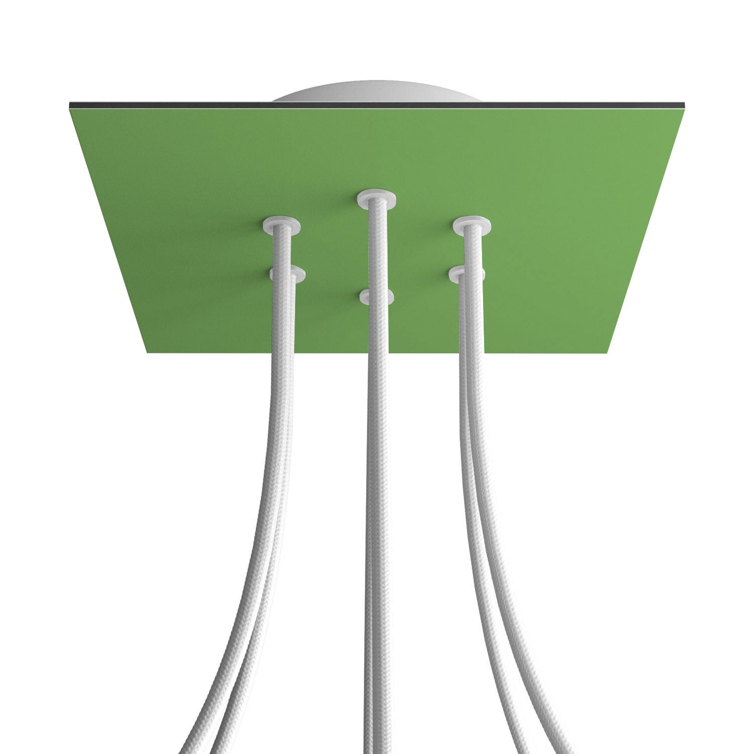 Rosone Rose - One quadrato, 200 mm con 6 fori e 4 fori laterali - Verde prato - Creative Cables