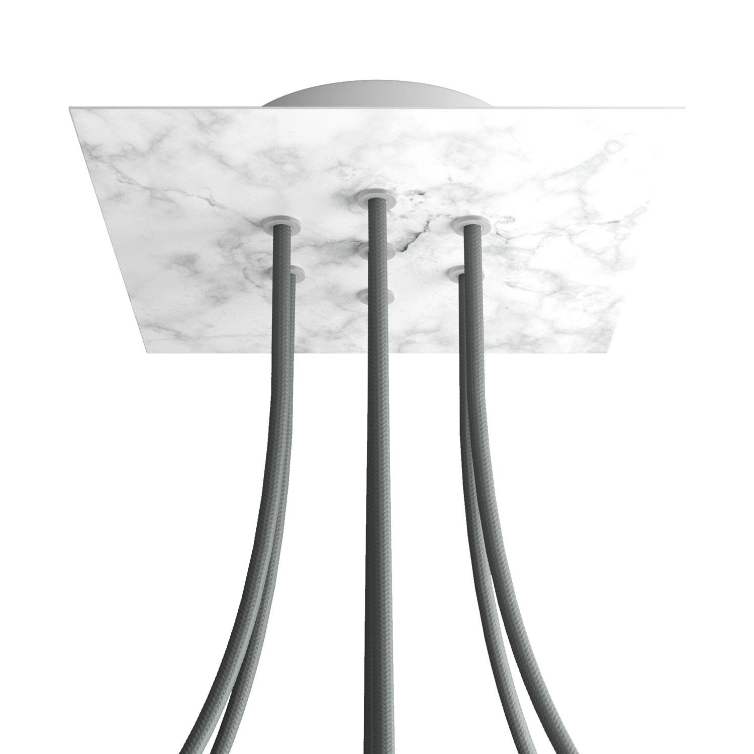 Rosone Rose-One quadrato, 200 mm con 7 fori e 4 fori laterali - Marmo Carrara Bianco