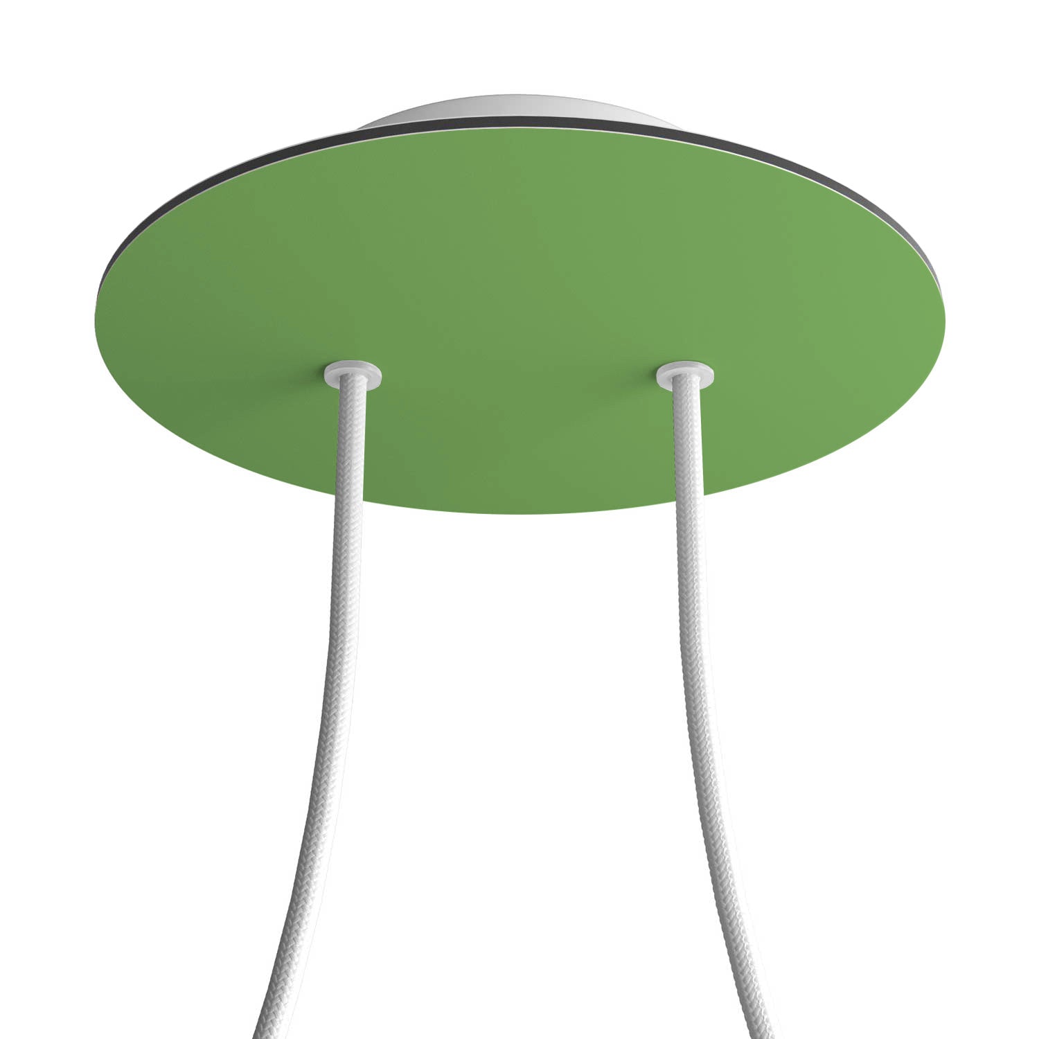 Rosone Rose - One rotondo, diametro 200 mm con 2 fori e 4 fori laterali - Verde prato - Creative Cables