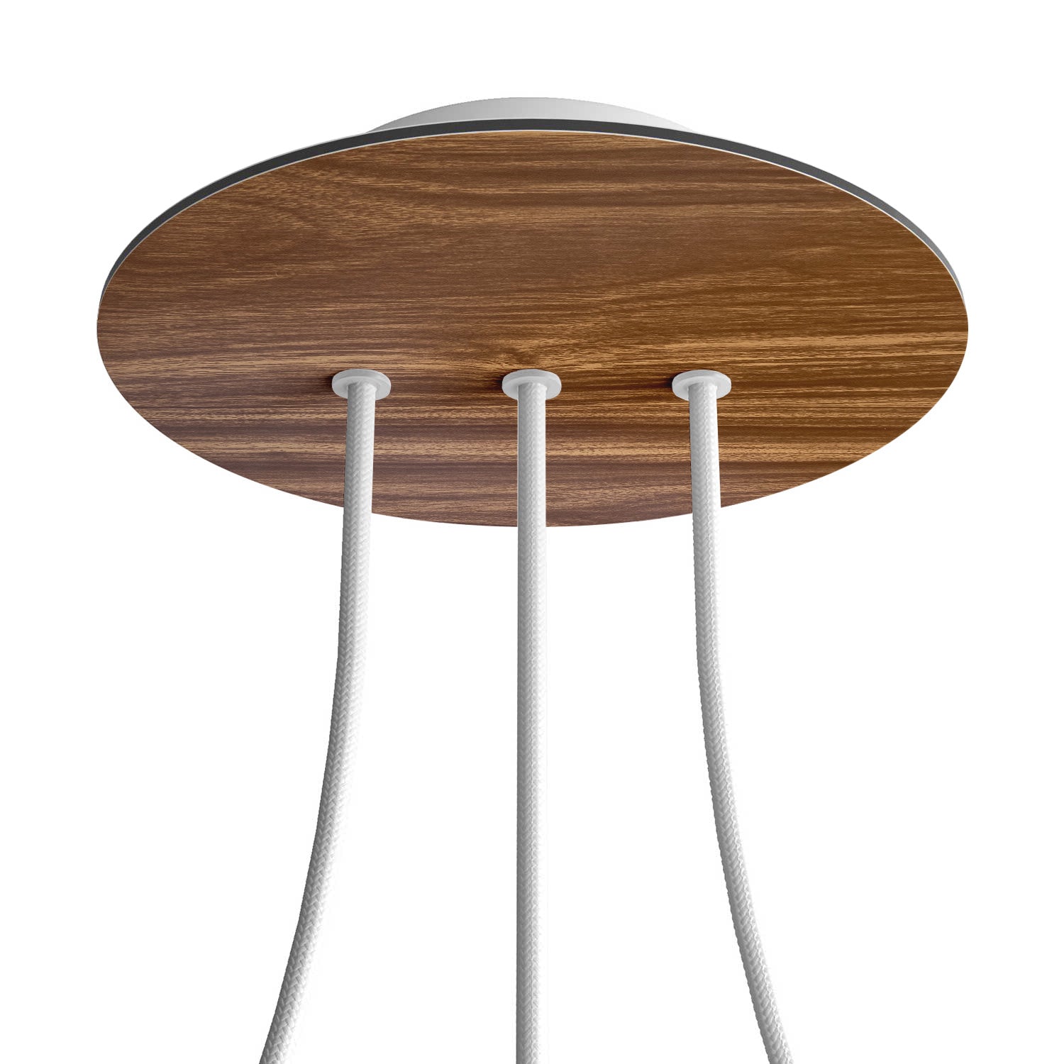 Rosone Rose - One rotondo, diametro 200 mm con 3 fori in linea e 4 fori laterali - Legno - Creative Cables