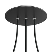 Rosone Rose - One rotondo, diametro 200 mm con 3 fori in linea e 4 fori laterali - Nero opaco - Creative Cables
