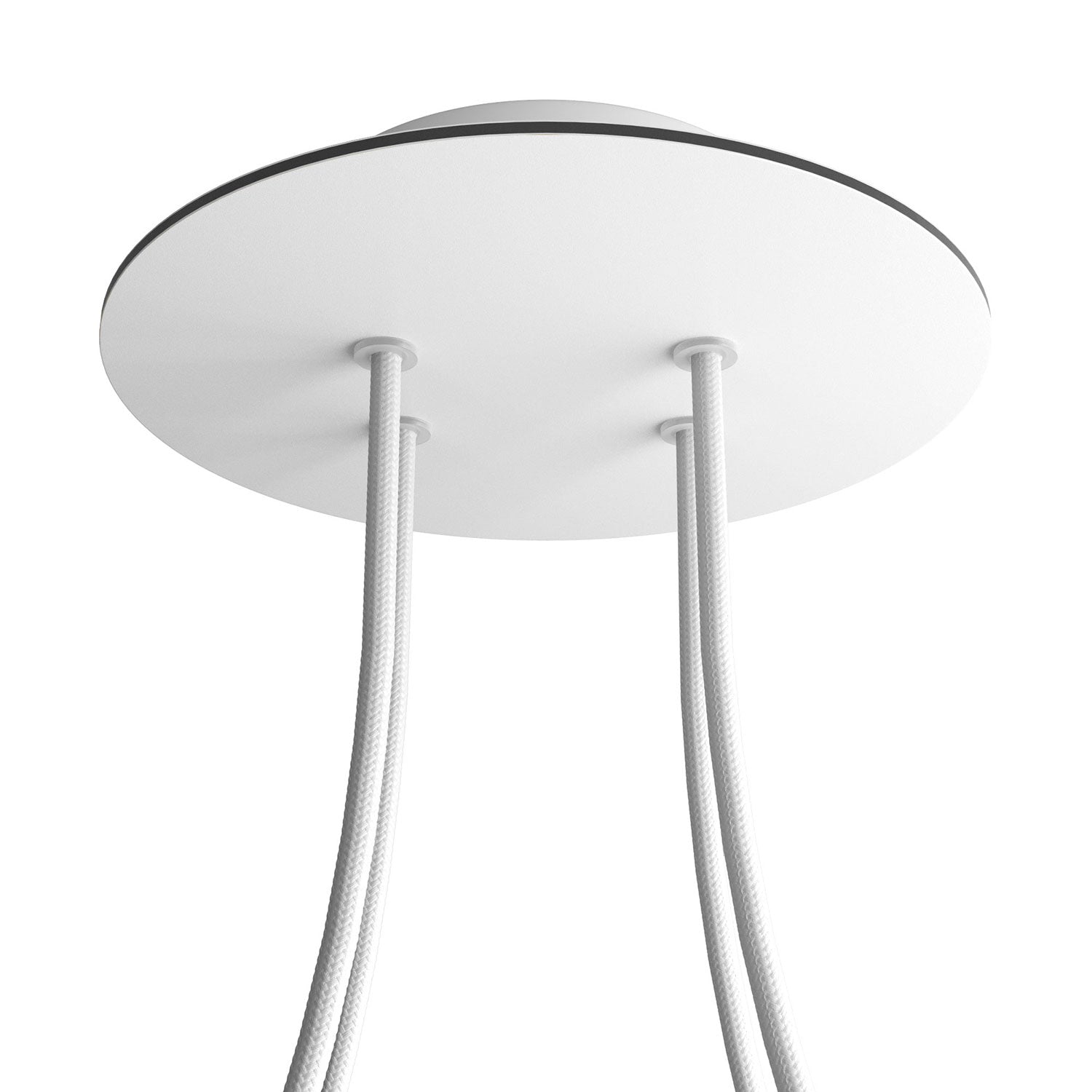 Rosone Rose - One rotondo, diametro 200 mm con 4 fori e 4 fori laterali - Bianco opaco - Creative Cables