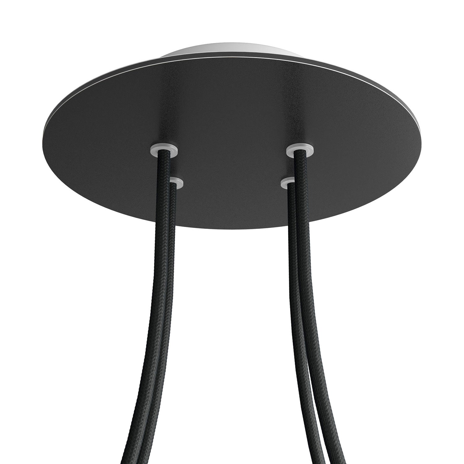 Rosone Rose - One rotondo, diametro 200 mm con 4 fori e 4 fori laterali - Nero opaco - Creative Cables