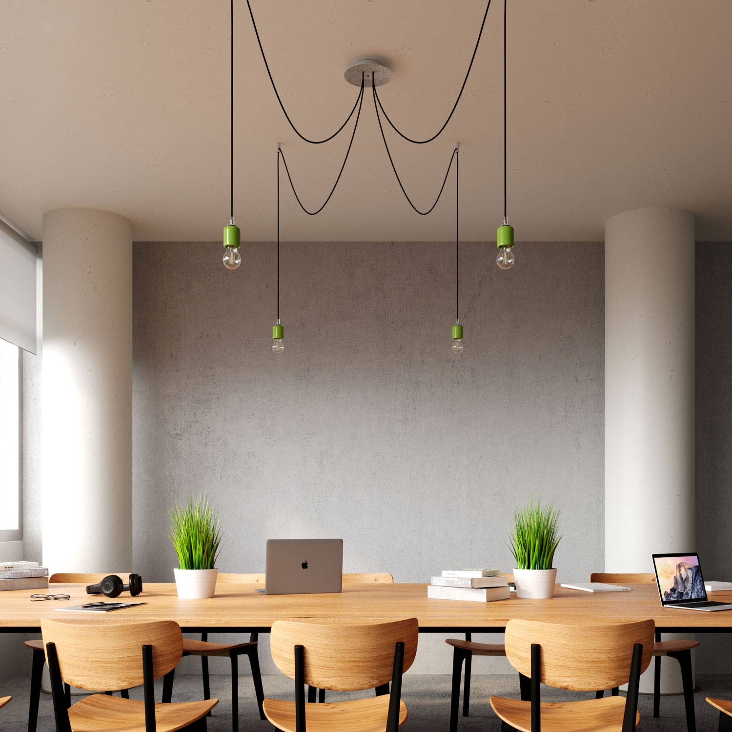 Rosone Rose-One rotondo, diametro 200 mm con 4 fori e 4 fori laterali - Verde prato Bianco