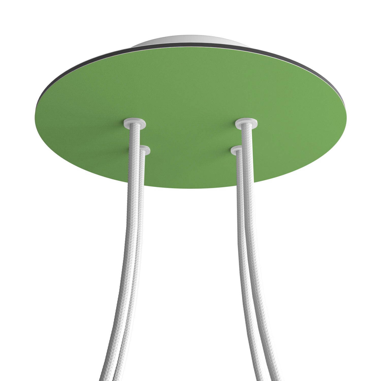 Rosone Rose - One rotondo, diametro 200 mm con 4 fori e 4 fori laterali - Verde prato - Creative Cables