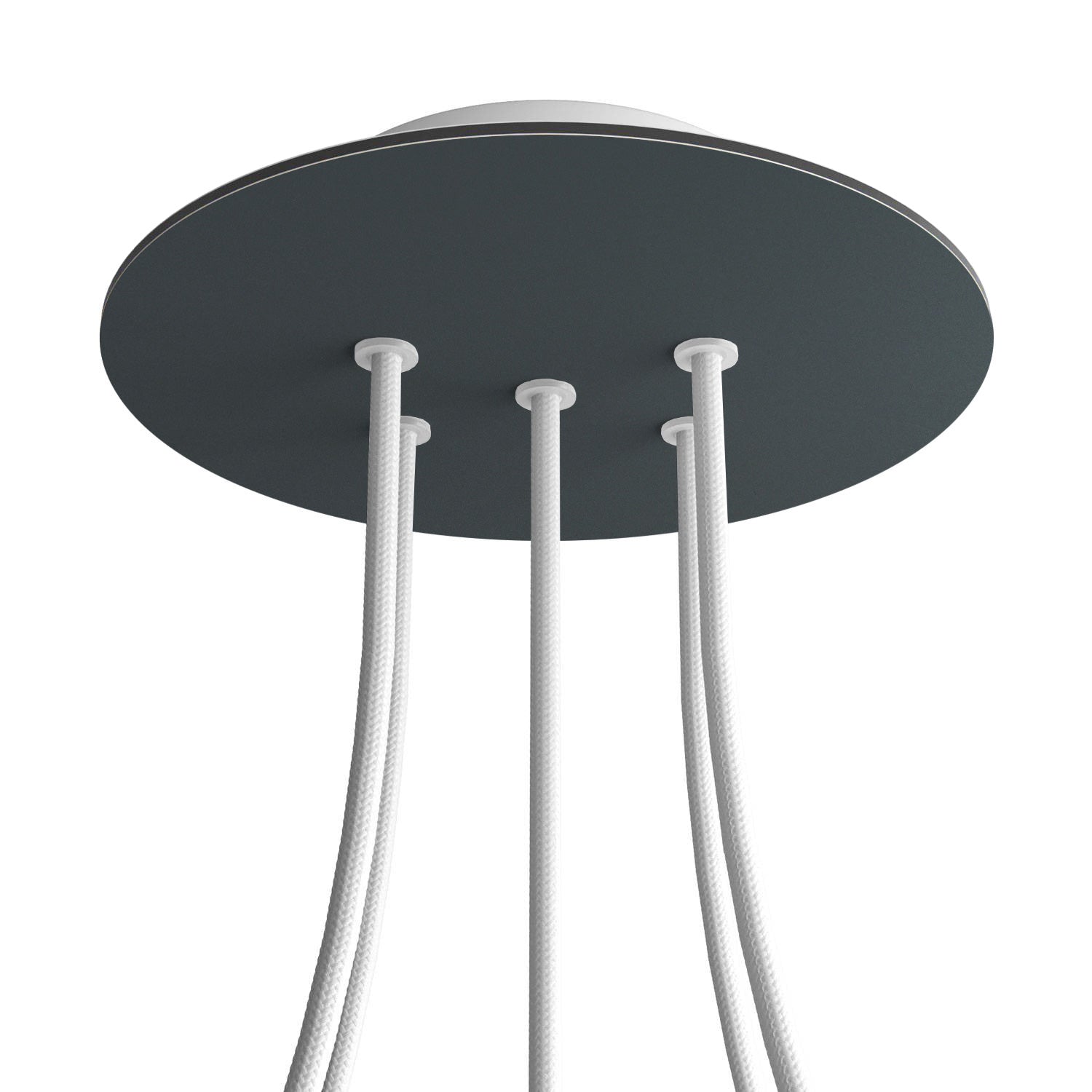 Rosone Rose - One rotondo, diametro 200 mm con 5 fori e 4 fori laterali - Antracite - Creative Cables