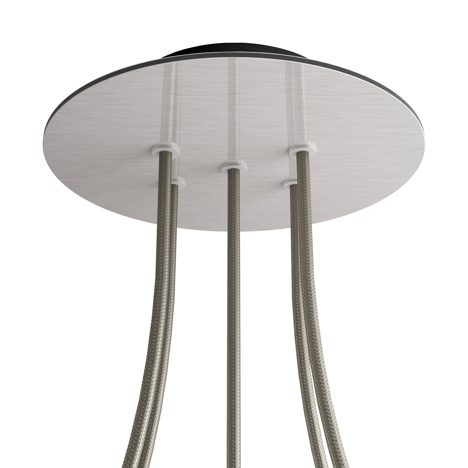 Rosone Rose-One rotondo, diametro 200 mm con 5 fori e 4 fori laterali - Dibond Acciaio satinato Nero