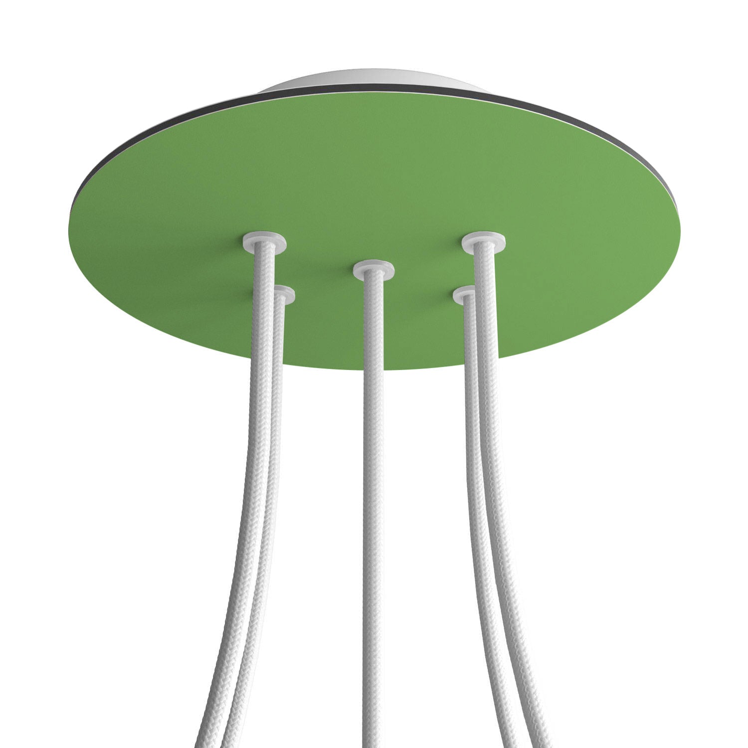 Rosone Rose - One rotondo, diametro 200 mm con 5 fori e 4 fori laterali - Verde prato - Creative Cables