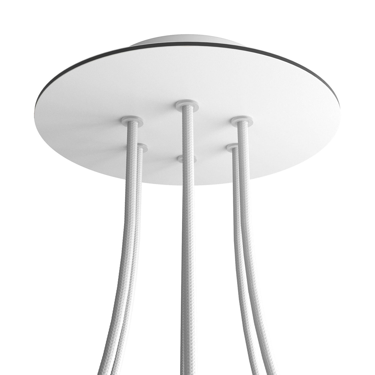 Rosone Rose - One rotondo, diametro 200 mm con 6 fori e 4 fori laterali - Bianco opaco - Creative Cables