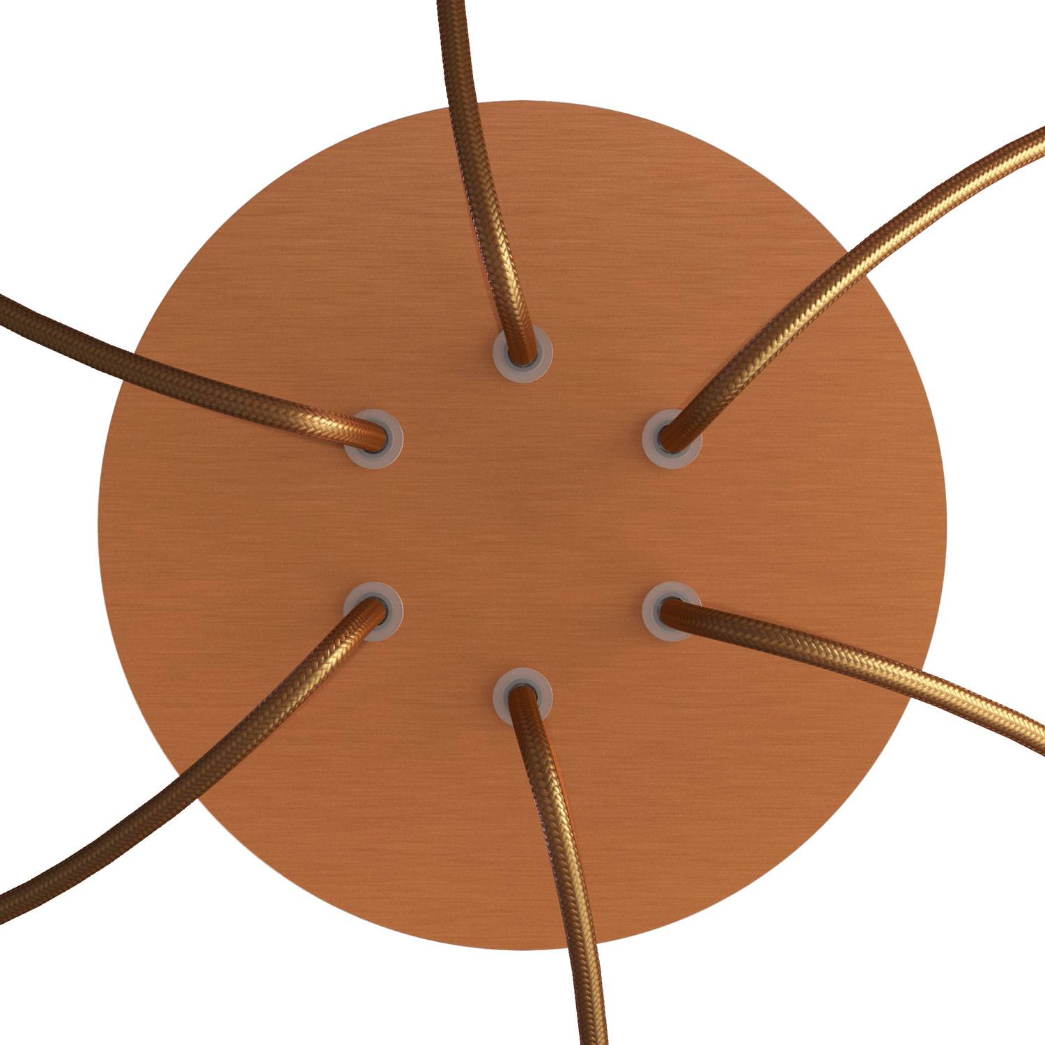 Rosone Rose - One rotondo, diametro 200 mm con 6 fori e 4 fori laterali - Dibond Rame satinato - Creative Cables