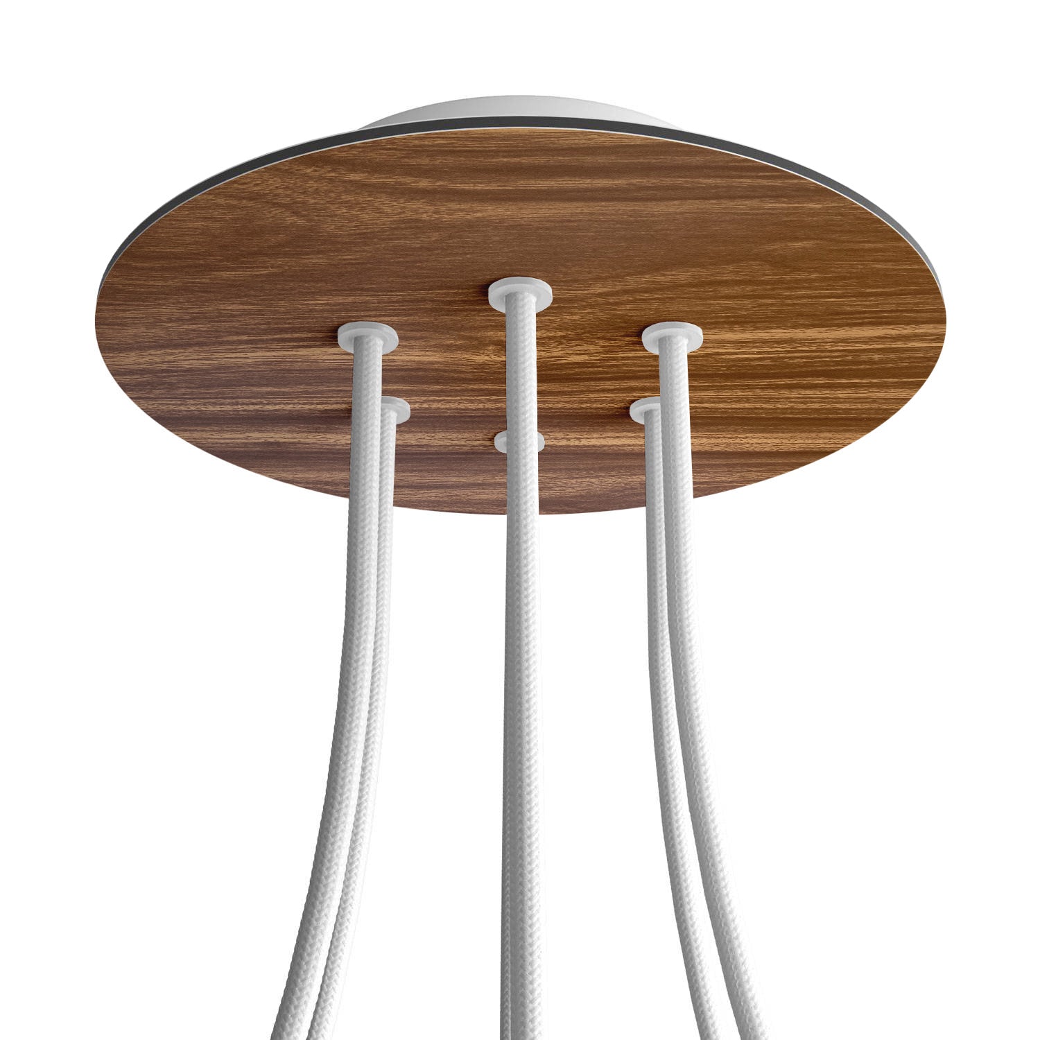 Rosone Rose - One rotondo, diametro 200 mm con 6 fori e 4 fori laterali - Legno - Creative Cables