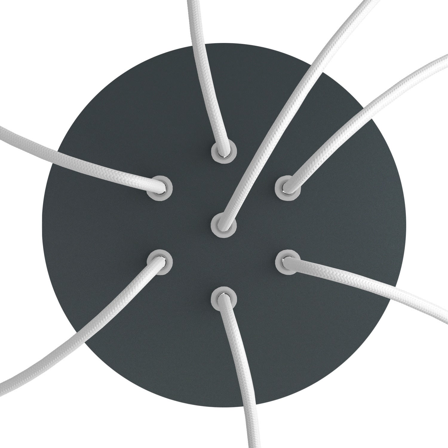 Rosone Rose - One rotondo, diametro 200 mm con 7 fori e 4 fori laterali - Antracite - Creative Cables