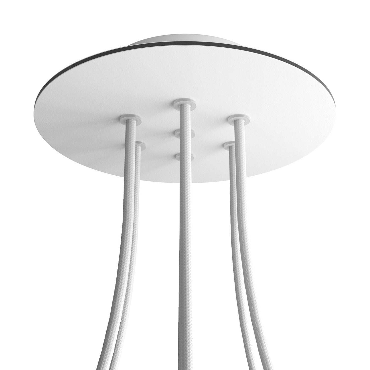 Rosone Rose - One rotondo, diametro 200 mm con 7 fori e 4 fori laterali - Bianco opaco - Creative Cables