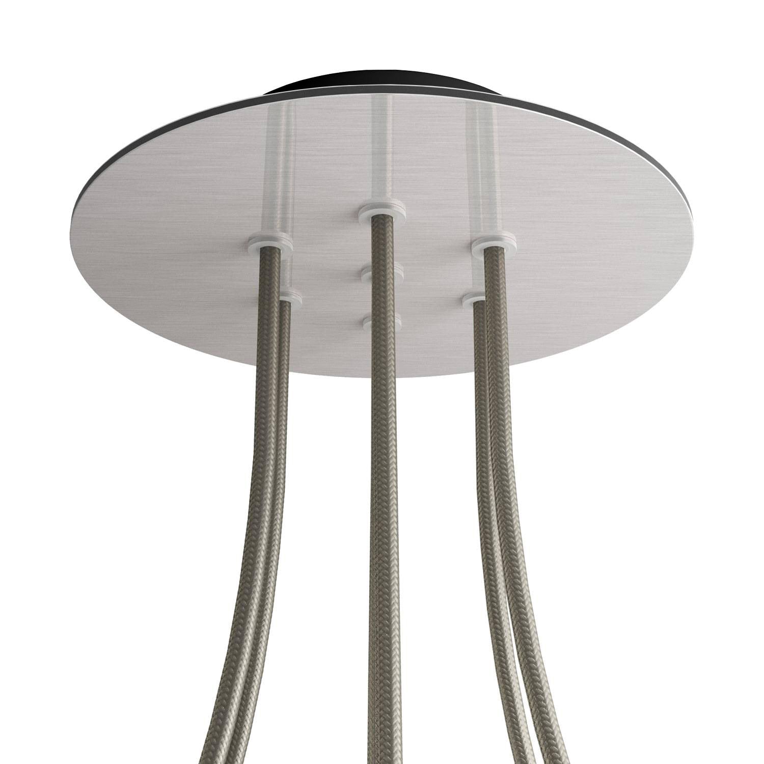 Rosone Rose-One rotondo, diametro 200 mm con 7 fori e 4 fori laterali - Dibond Acciaio satinato Nero