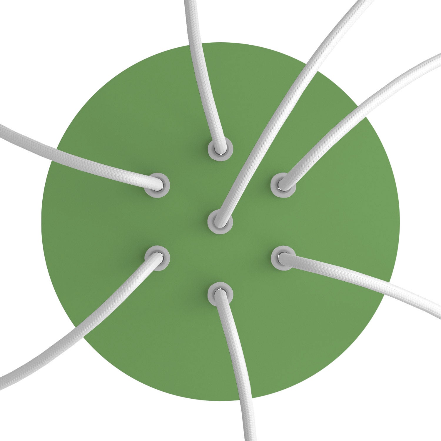 Rosone Rose - One rotondo, diametro 200 mm con 7 fori e 4 fori laterali - Verde prato - Creative Cables