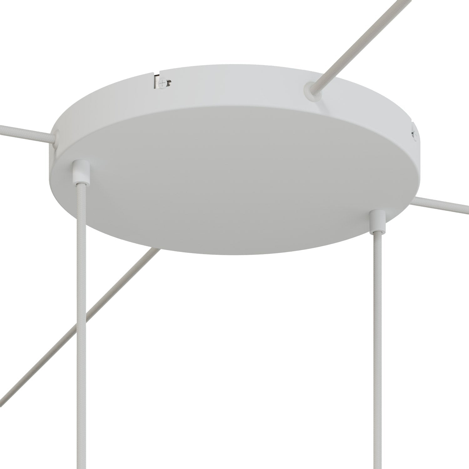 Rosone rotondo in alluminio Ø 30 cm con staffa e cavo di messa a terra, con 2 fori frontali - Bianco Opaco 4