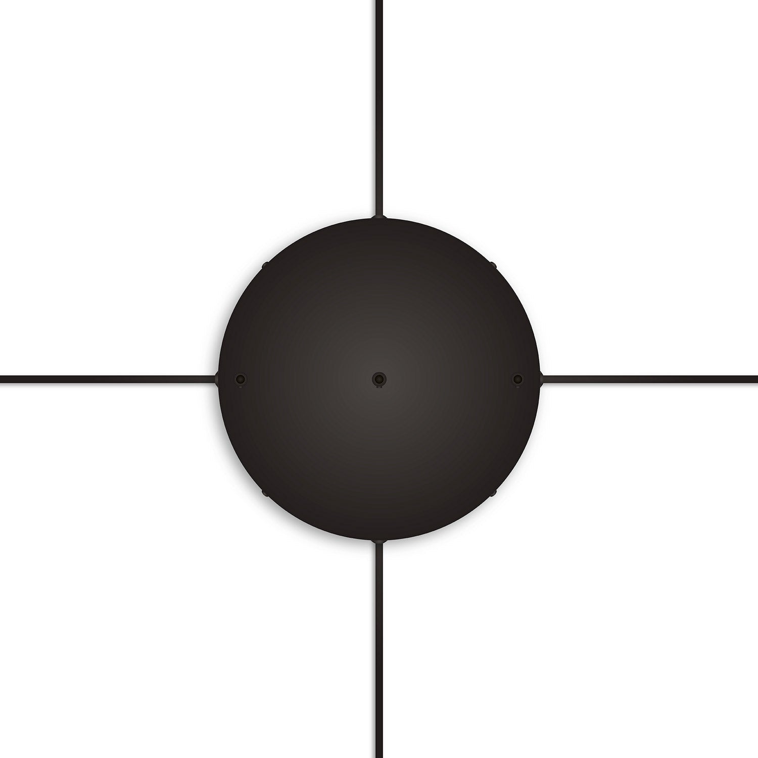 Rosone rotondo in alluminio Ø 30 cm con staffa e cavo di messa a terra, con 3 fori frontali - Nero 4