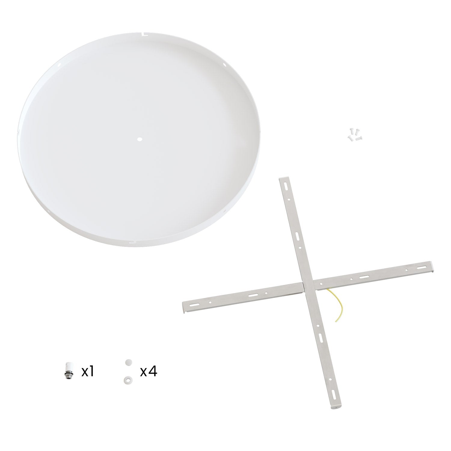 Rosone rotondo in alluminio Ø 50 cm con staffa e cavo di messa a terra, con 1 foro frontale - Bianco Opaco 4