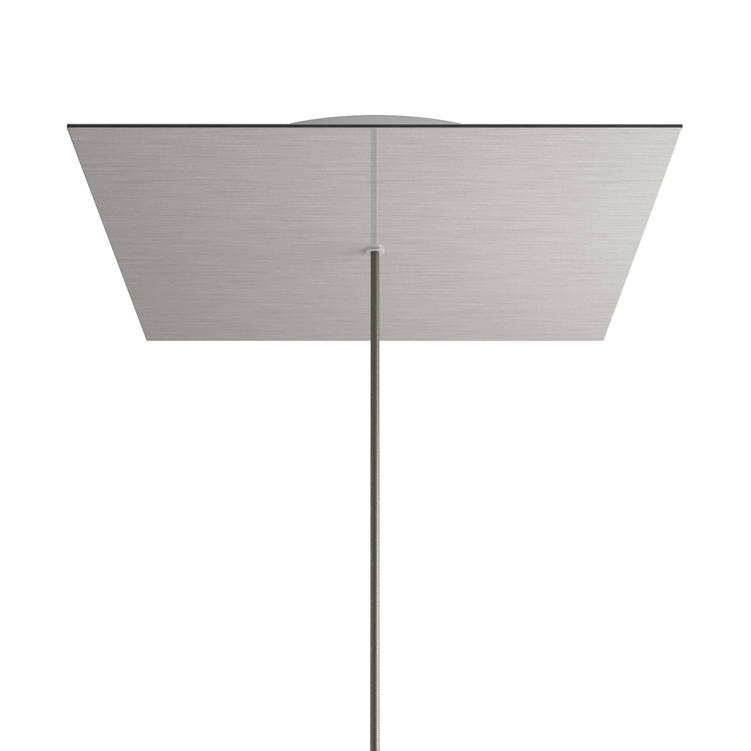 Rosone XXL Rose - One quadrato, 400 mm con 1 foro e 4 fori laterali - Dibond Acciaio satinato - Creative Cables