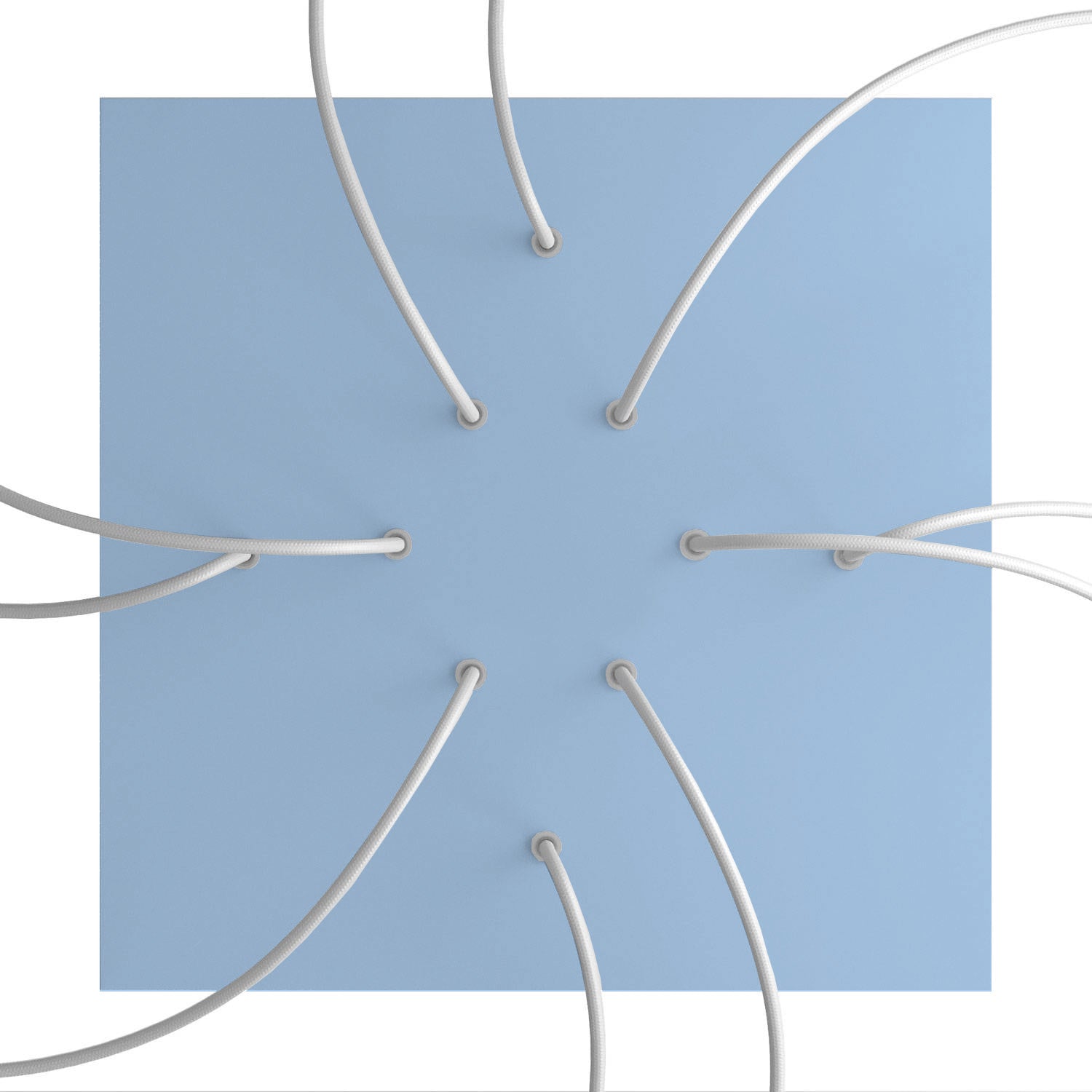 Rosone XXL Rose-One quadrato, 400 mm con 10 fori e 4 fori laterali - Blu carta da zucchero Bianco