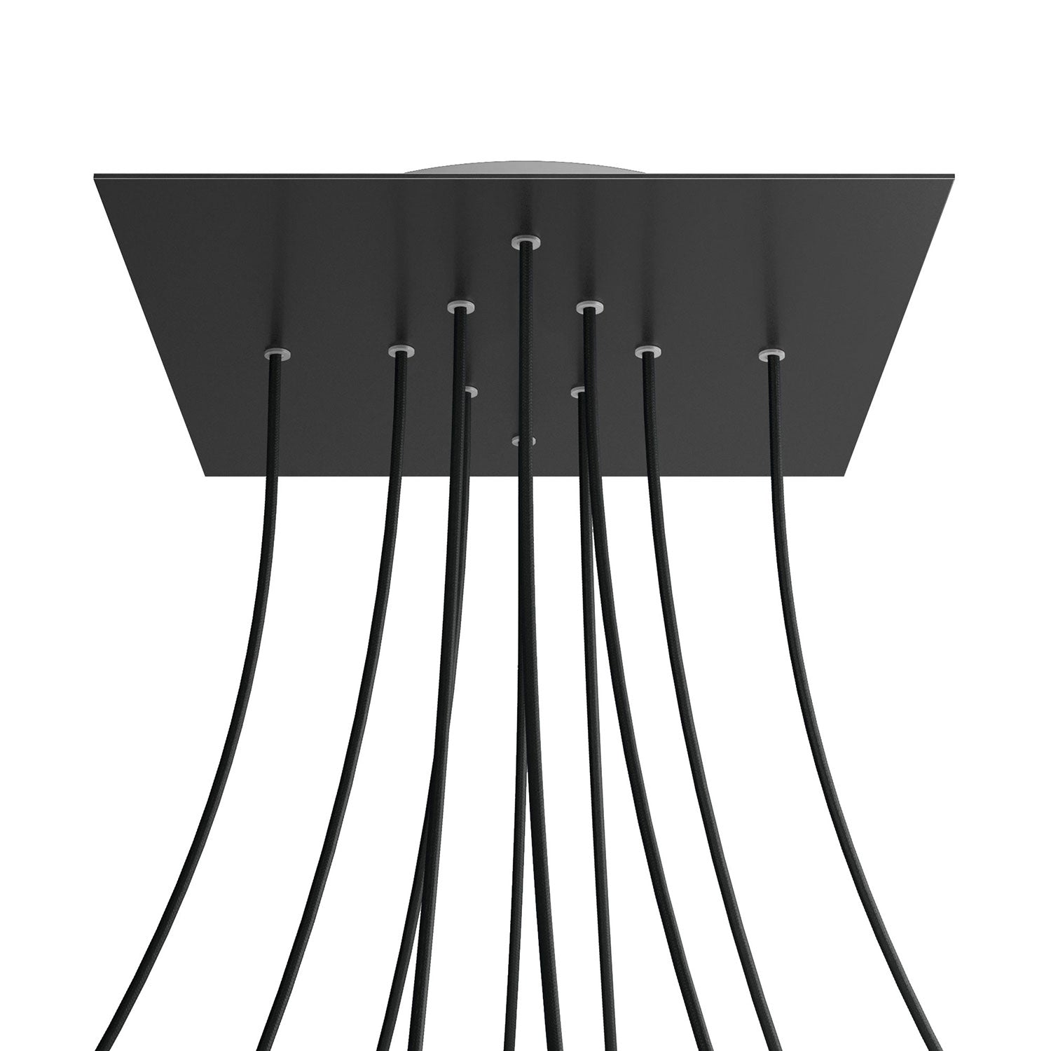 Rosone XXL Rose - One quadrato, 400 mm con 10 fori e 4 fori laterali - Nero opaco - Creative Cables