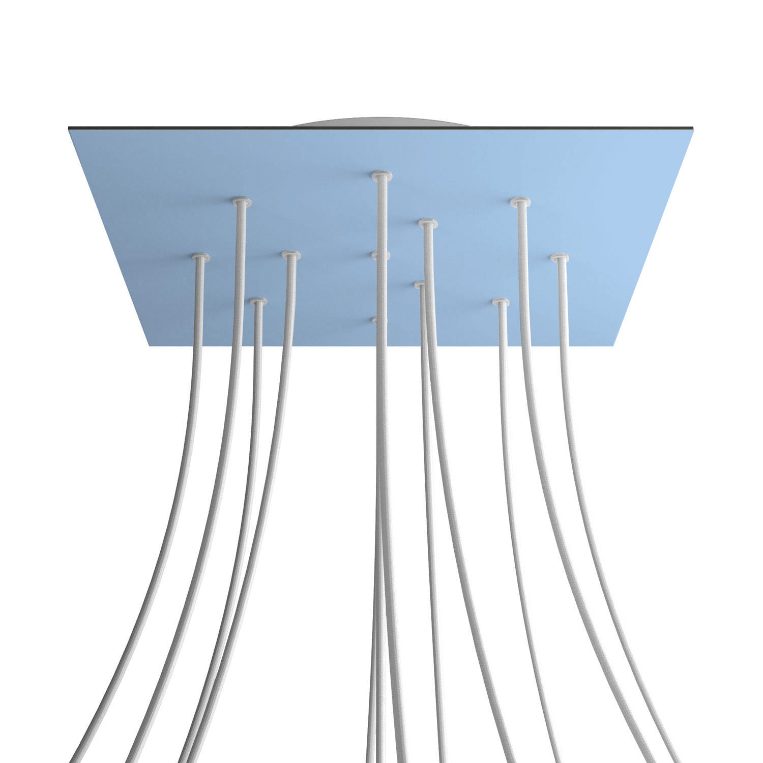 Rosone XXL Rose - One quadrato, 400 mm con 12 fori e 4 fori laterali - Blu carta da zucchero - Creative Cables