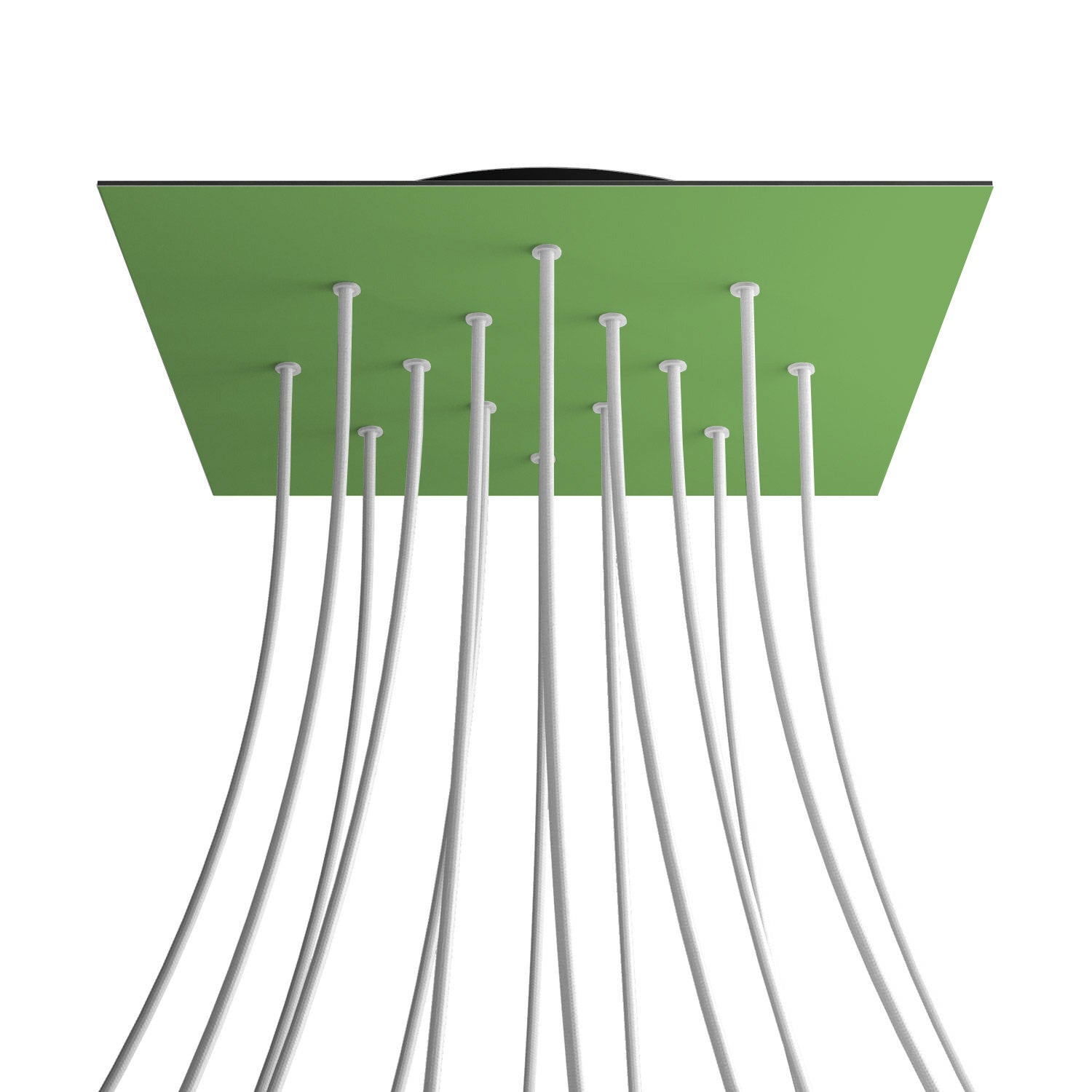 Rosone XXL Rose-One quadrato, 400 mm con 14 fori e 4 fori laterali - Verde prato Nero