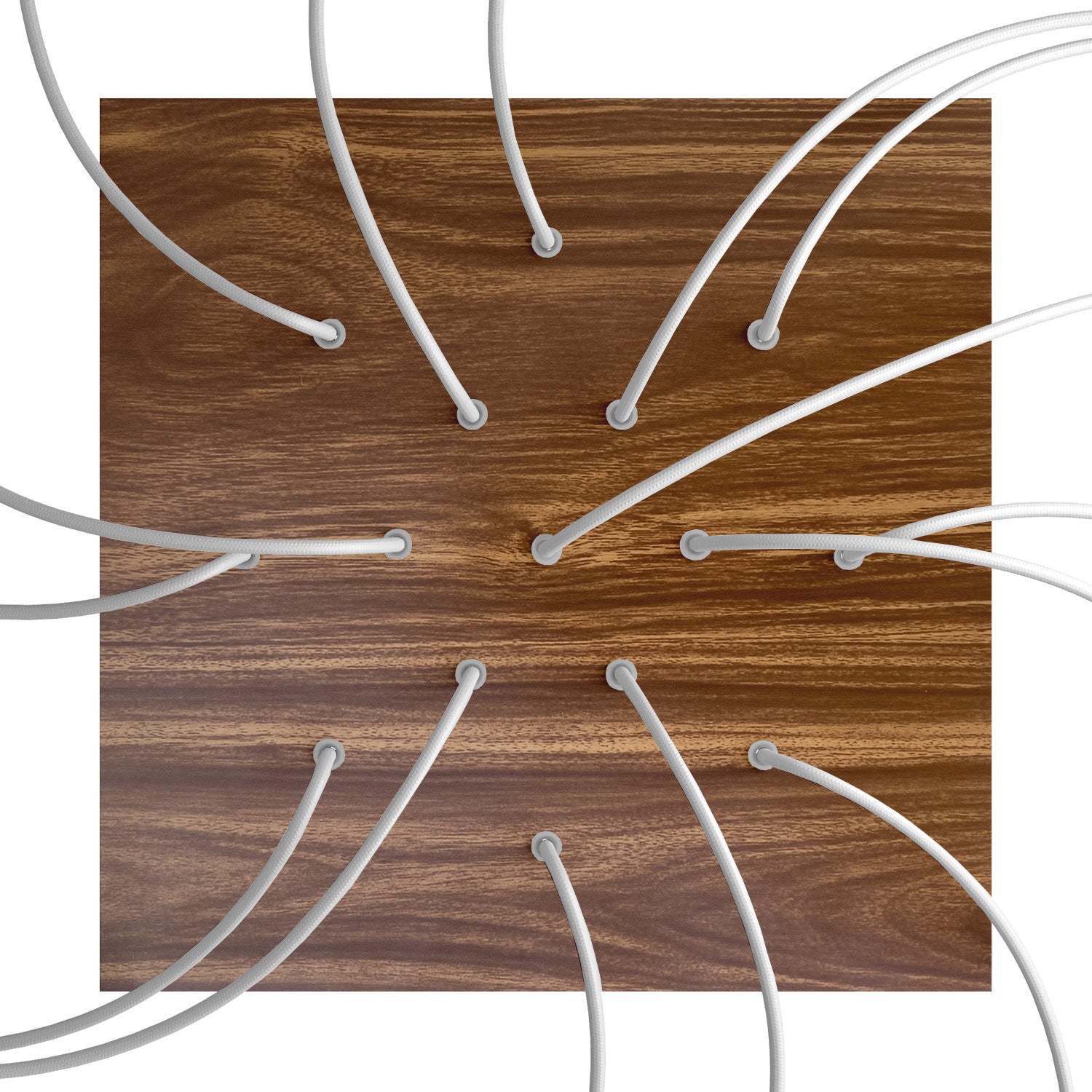 Rosone XXL Rose - One quadrato, 400 mm con 15 fori e 4 fori laterali - Legno - Creative Cables